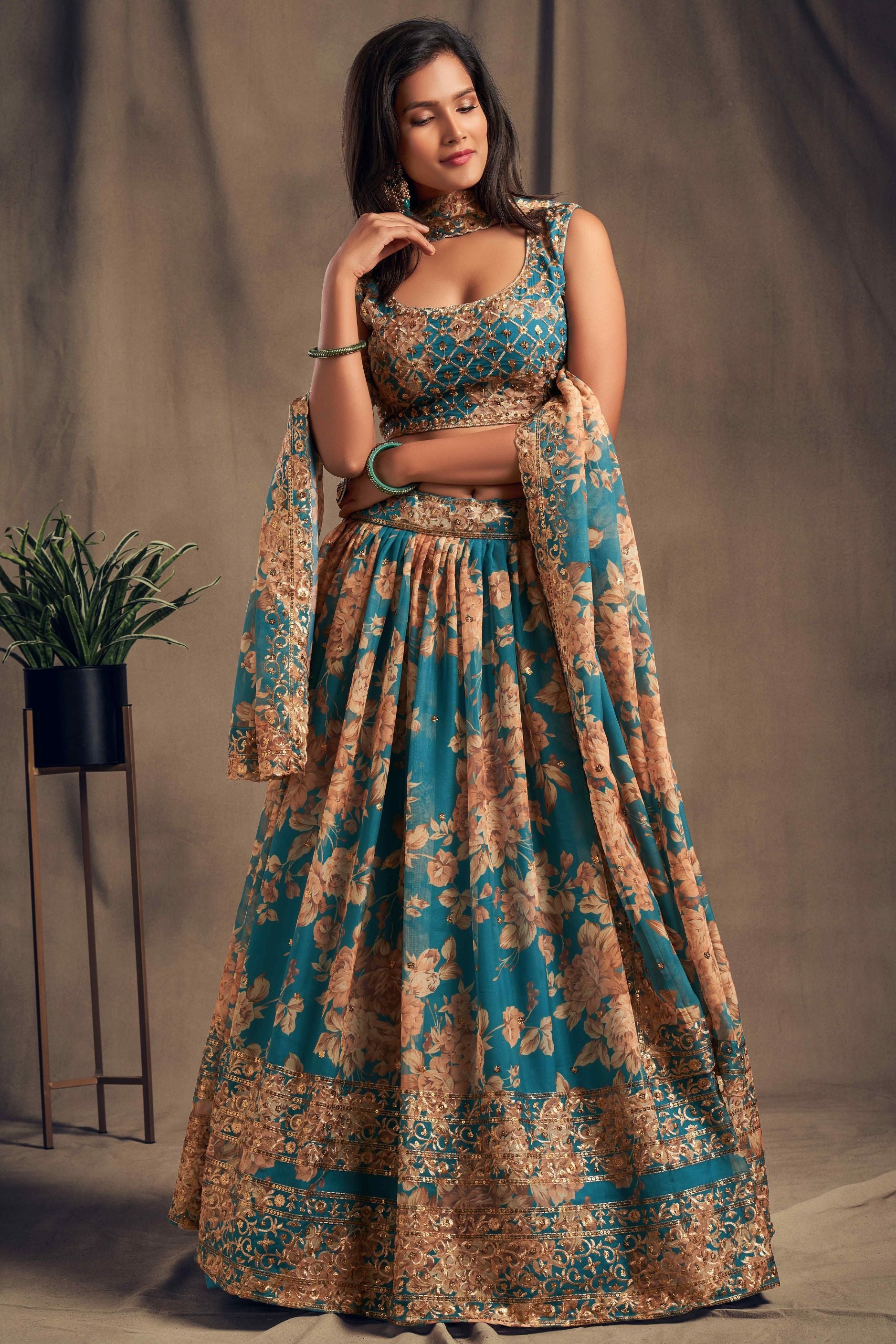 Gorgeous Sequence With Embroidery Floral Work Lehenga Choli