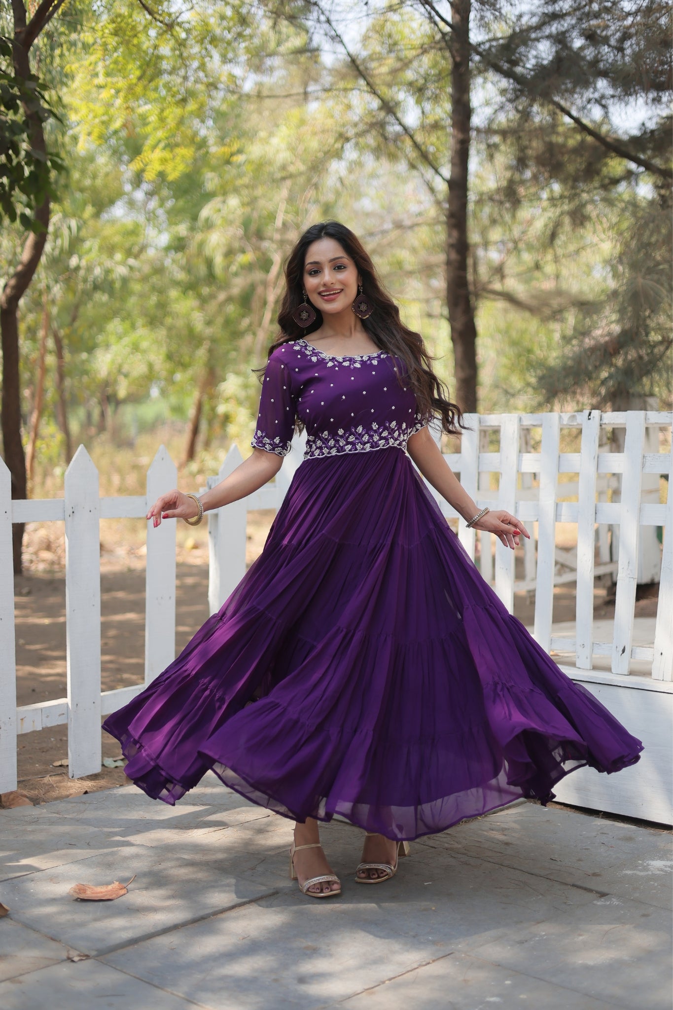 Stunning Beads Embroidery Work Beautiful Gown