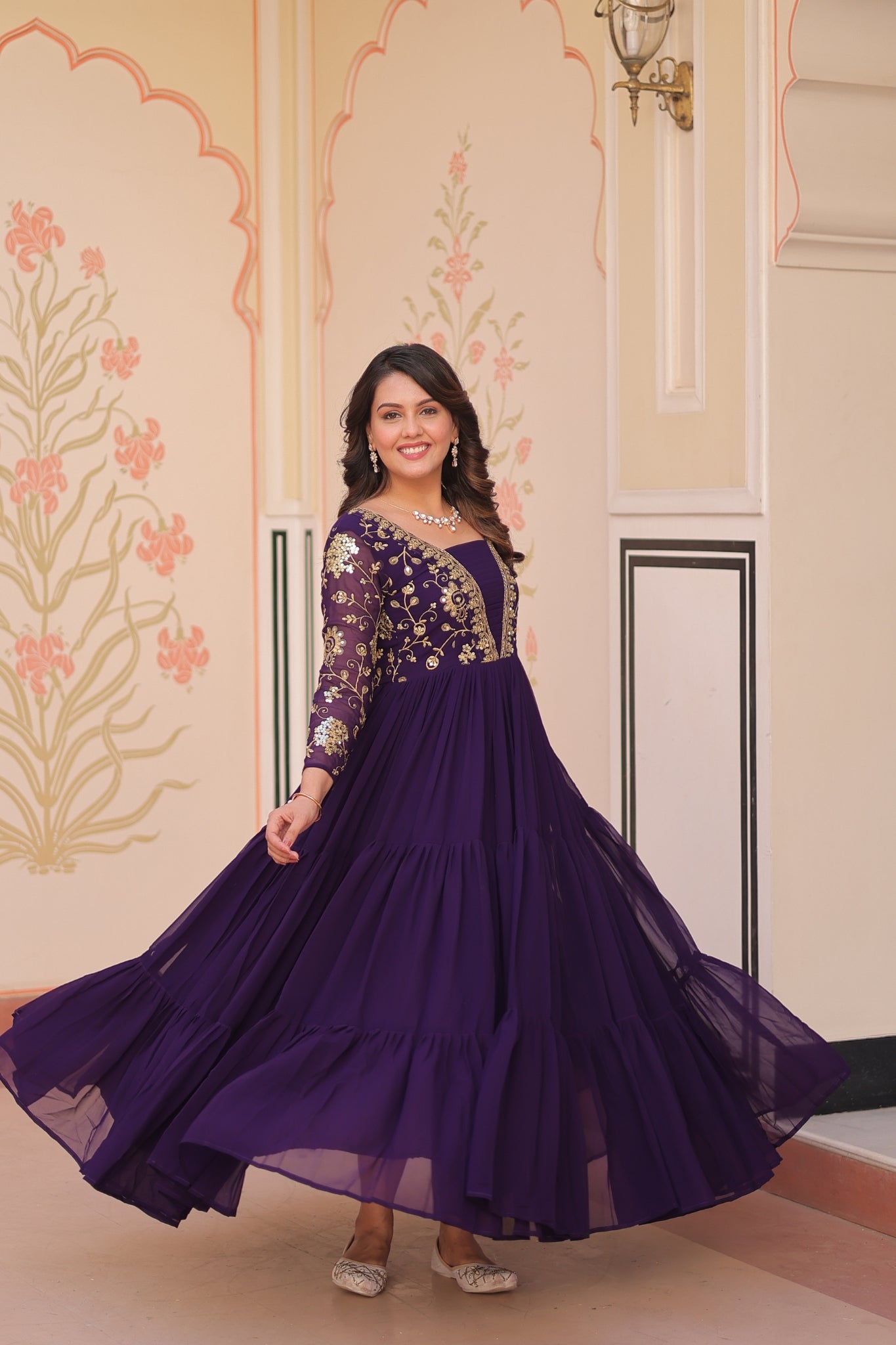 Sequins Zari Embroidered Work Wedding Designer Gown