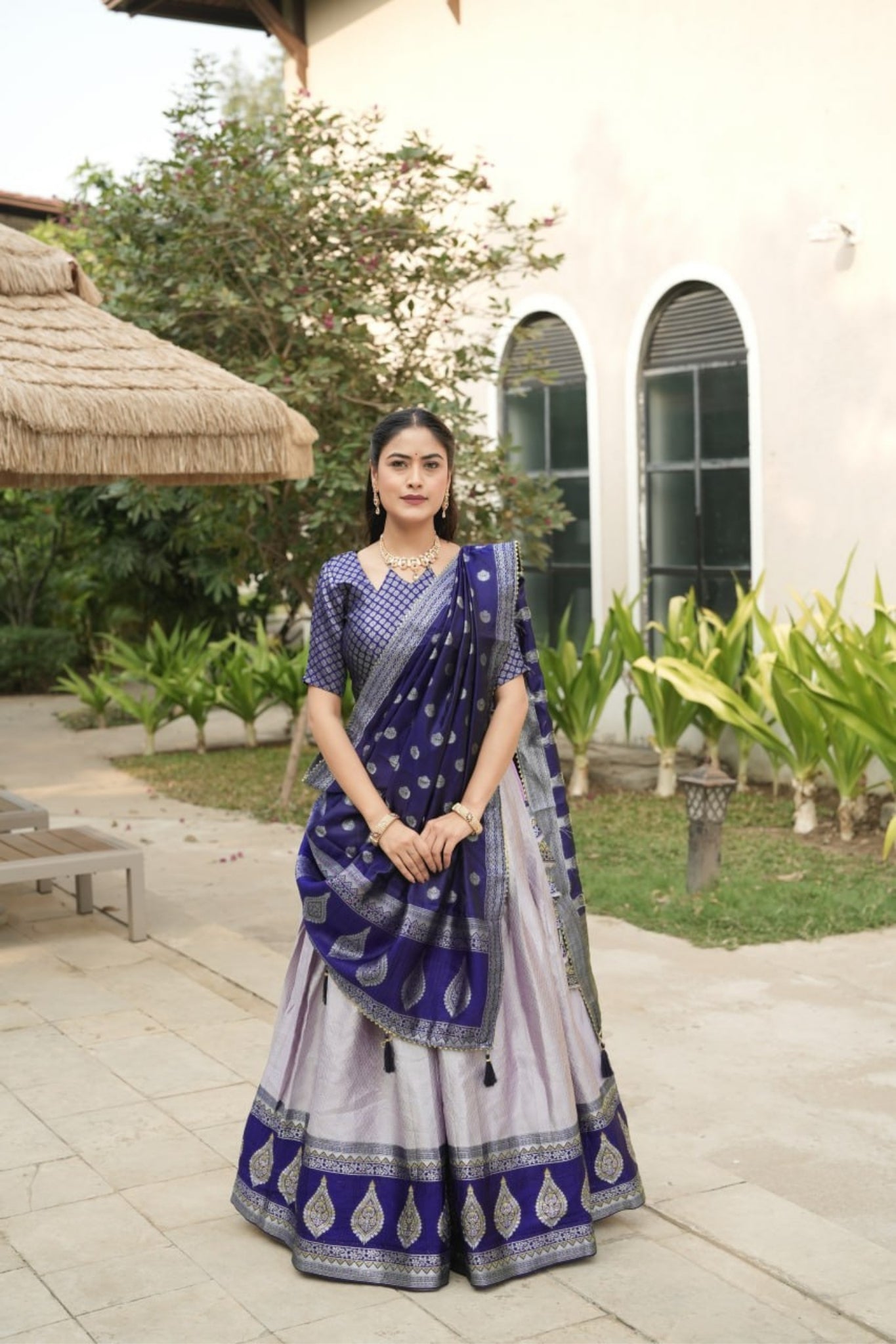 Royal Banarasi Silk Lehenga Choli With Contrast Dupatta For Wedding And Festive Wear