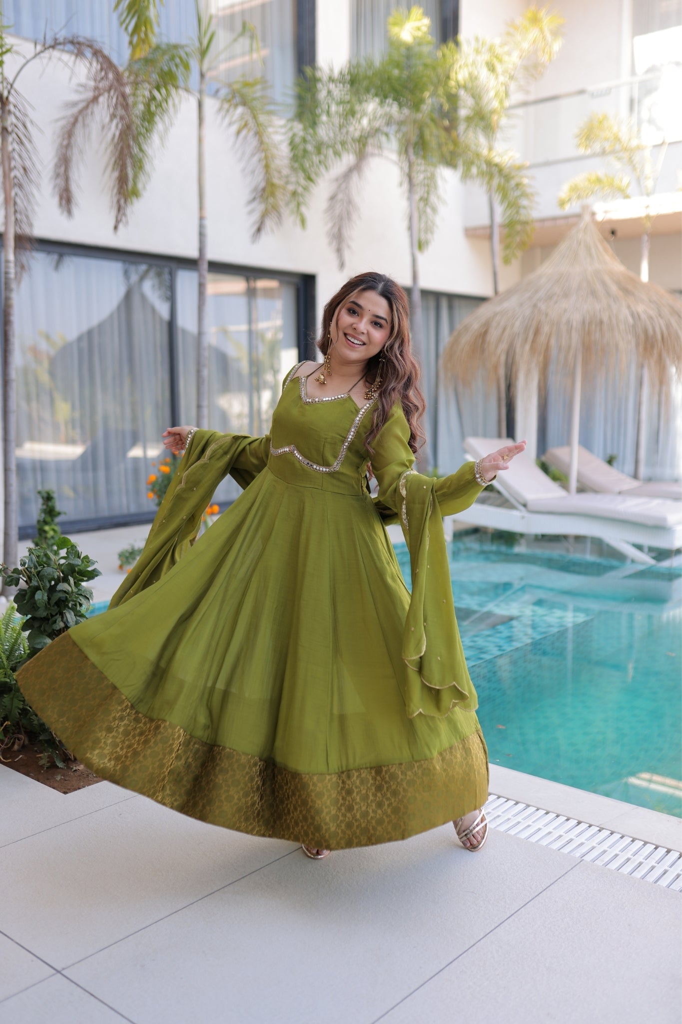 Premium Flared Anarkali Set with Dupatta