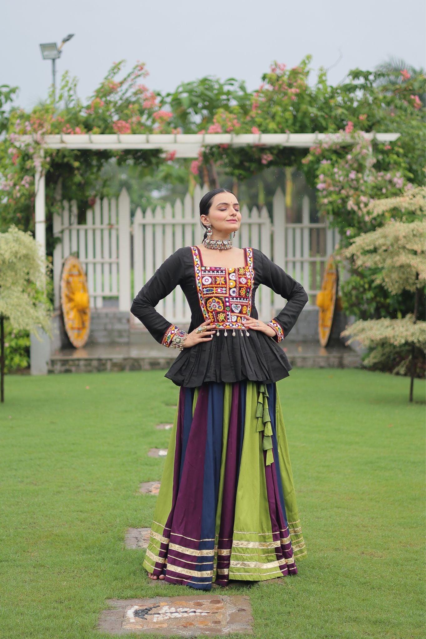 Navratri Special Rayon Kutchi Gamthi Work Traditional Lehenga Choli