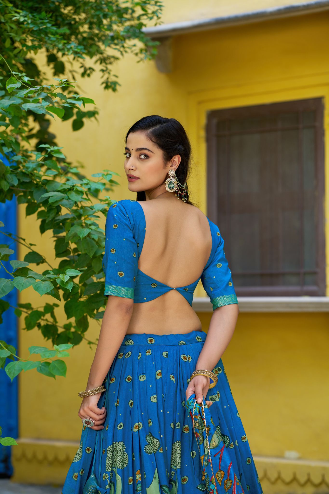 Kalamkari Print With Foil Work Lehenga Choli