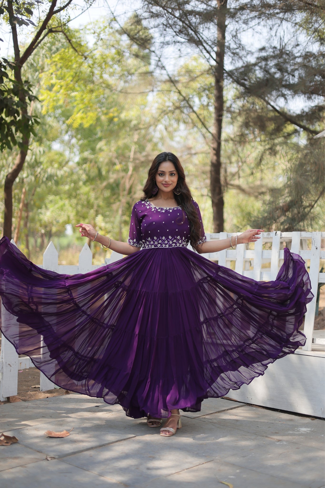 Stunning Beads Embroidery Work Beautiful Gown