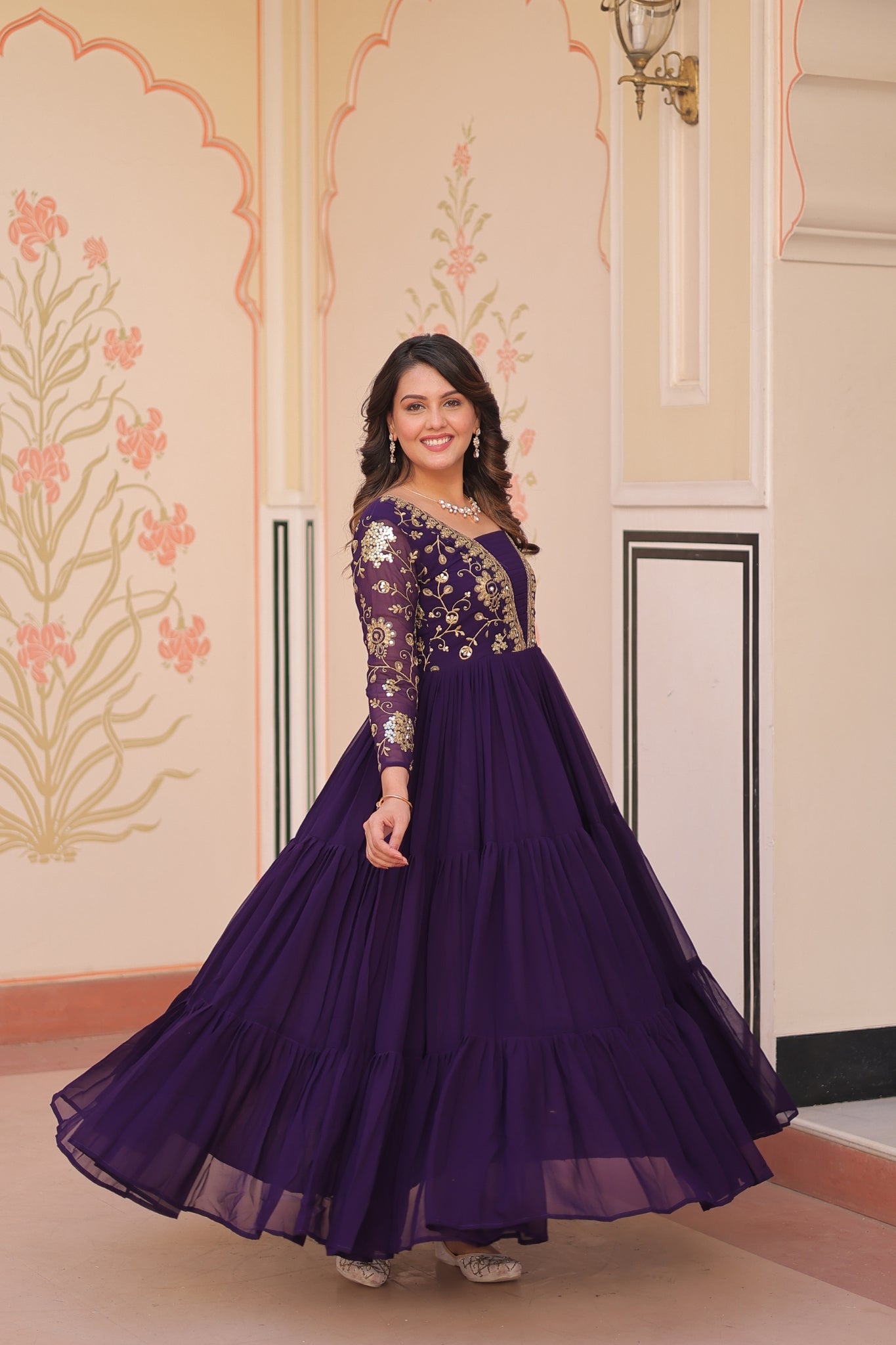 Sequins Zari Embroidered Work Wedding Designer Gown