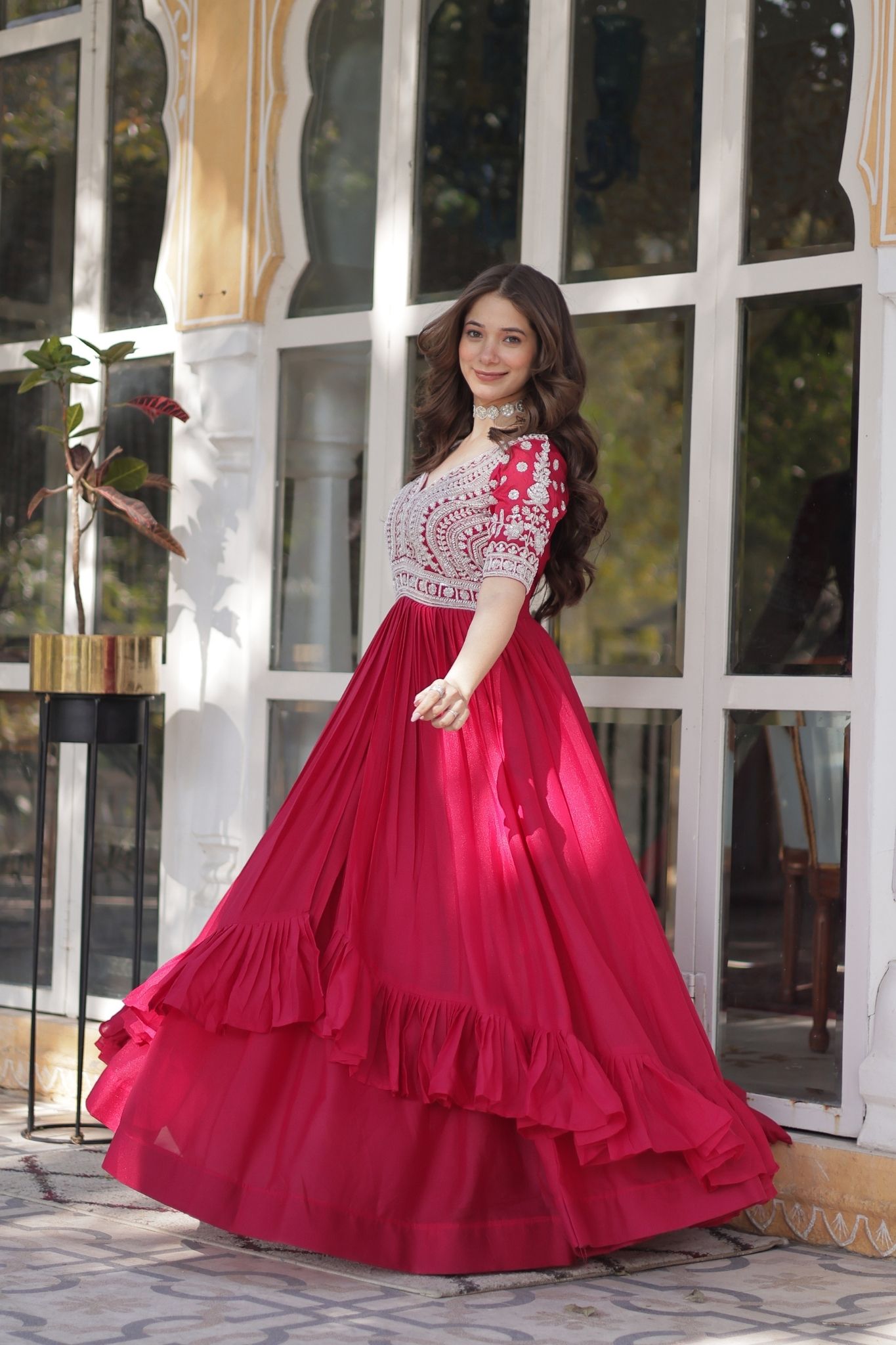Georgette Beautiful Embroidery Beads Sequins Work Readymade lehenga With Kurti