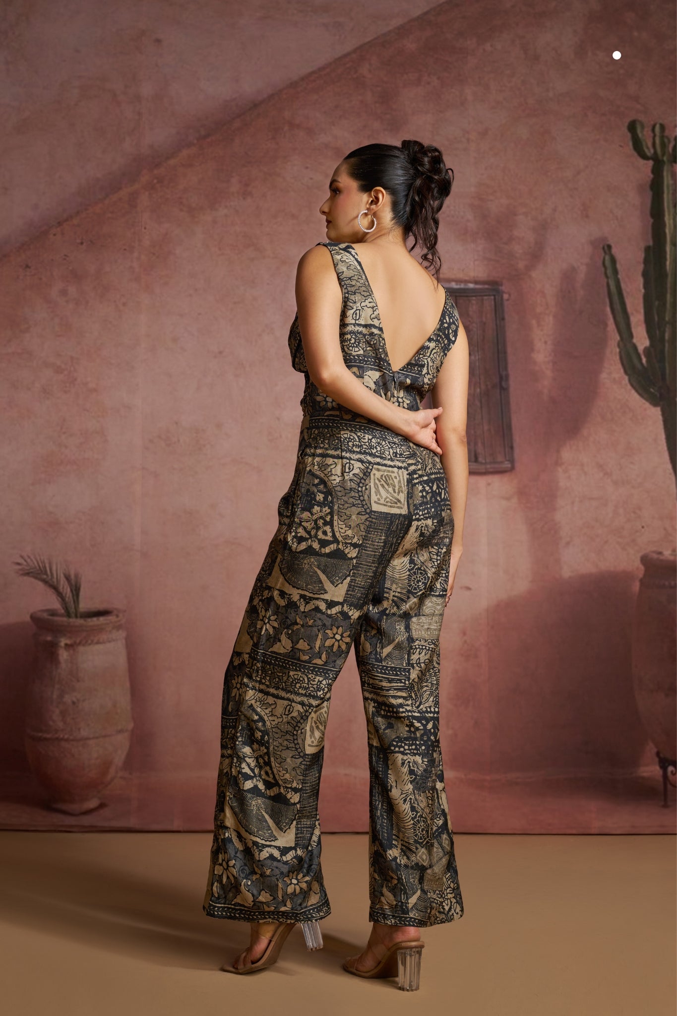 Royal Noir Luxe Muslin Silk Printed Jumpsuit