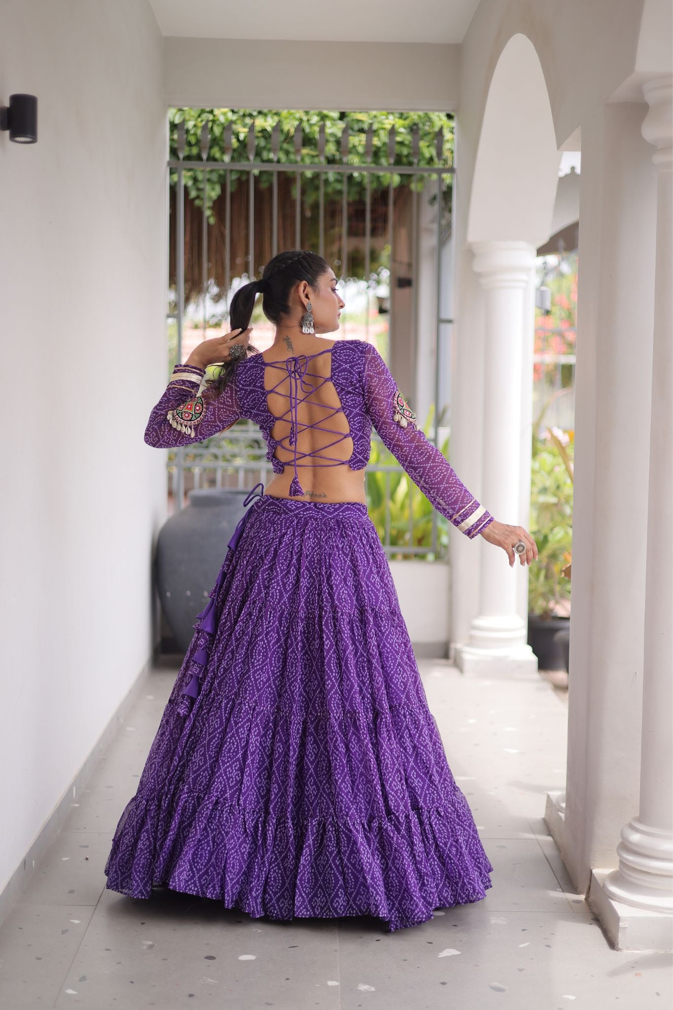 Raasrang Navratri Special Bandhani Print Lehenga Choli for Women with Kutchi Patchwork