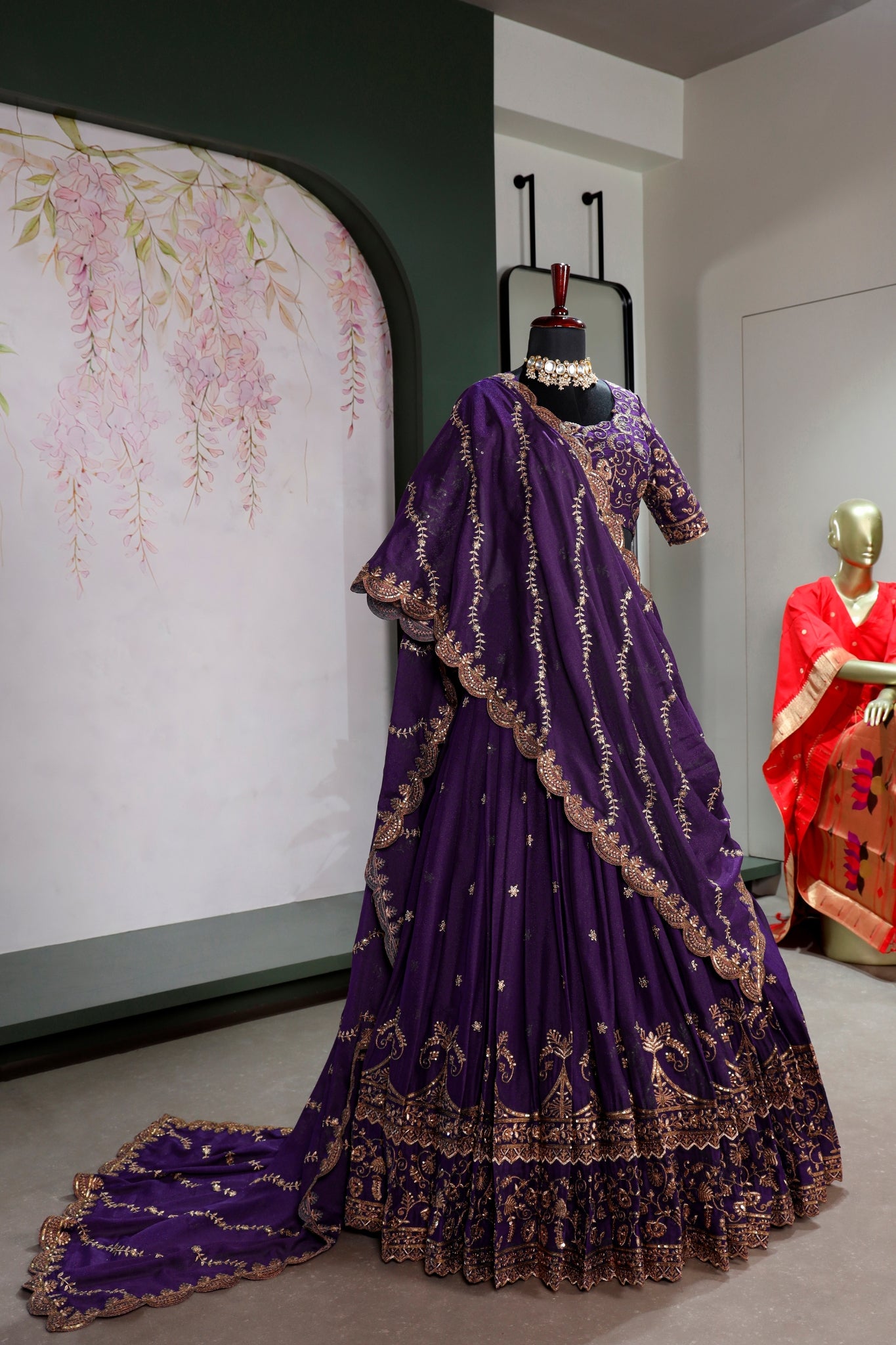 Royal Purple Star Georgette Lehenga Choli Set For Women