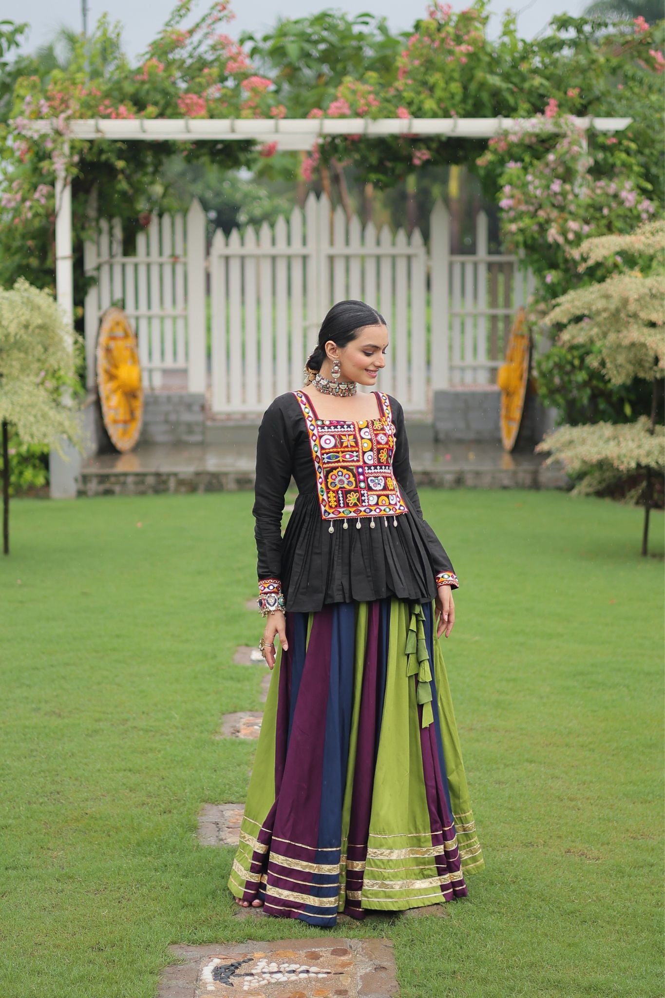 Navratri Special Rayon Kutchi Gamthi Work Traditional Lehenga Choli