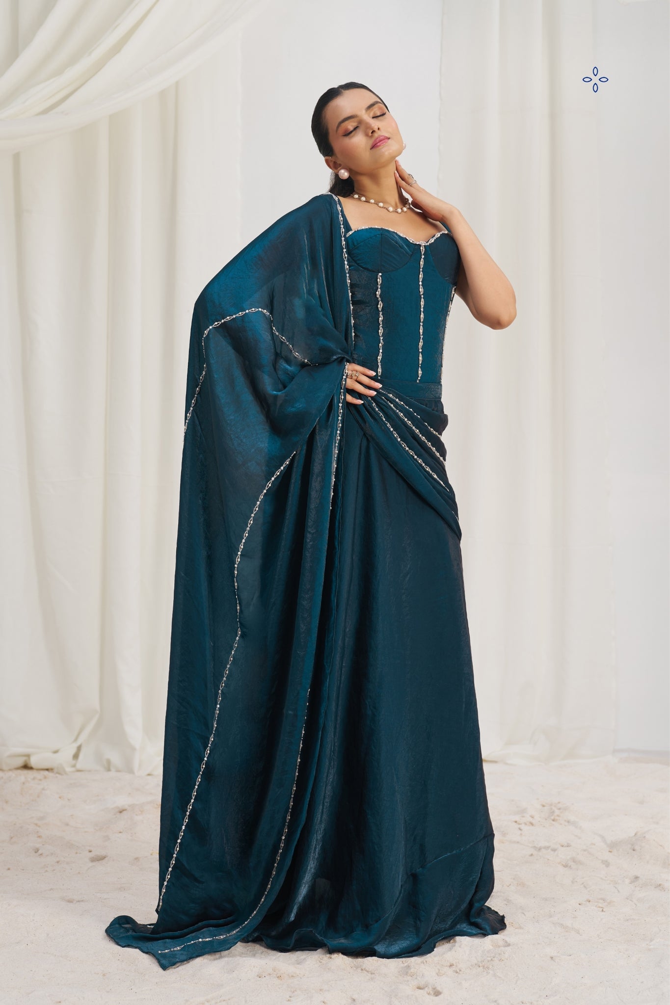 Midnight Luxe Organza Saree With Signature Handwork