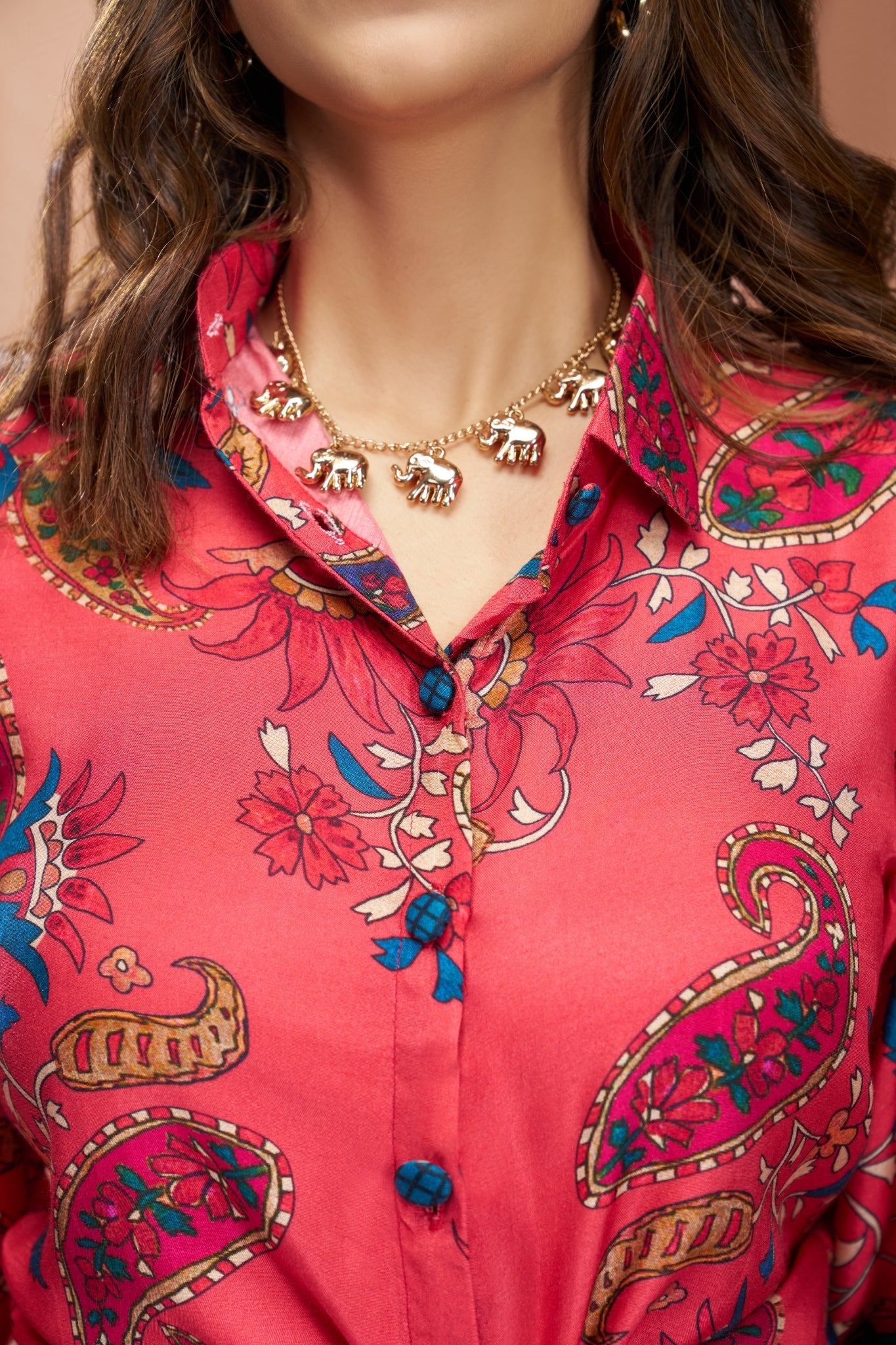 Pure Muslin Silk Coral Pink Co-Ord Set For Women