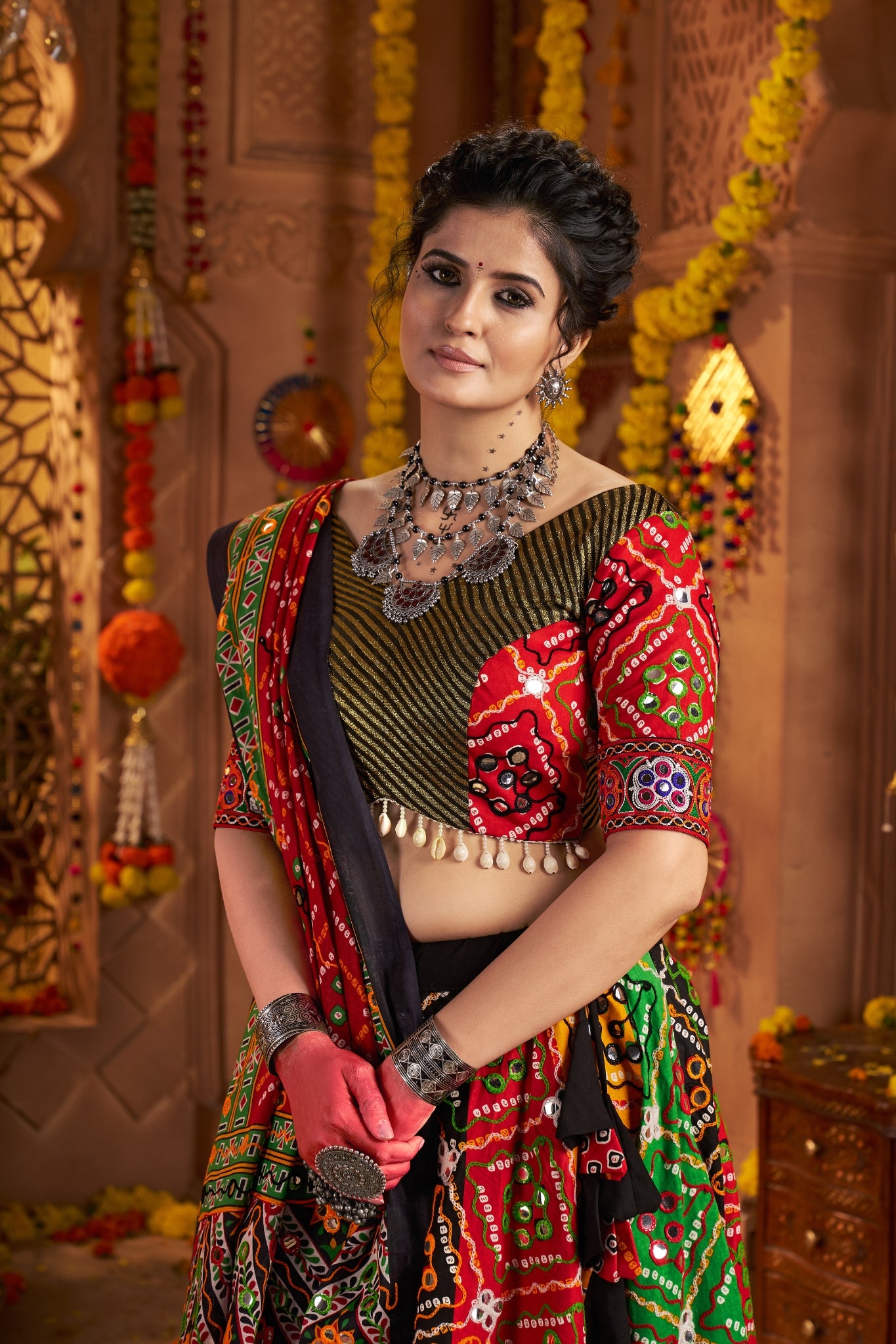 Beautiful Multi Color Designer Organic Cotton Navratri Stylish Chaniya Choli