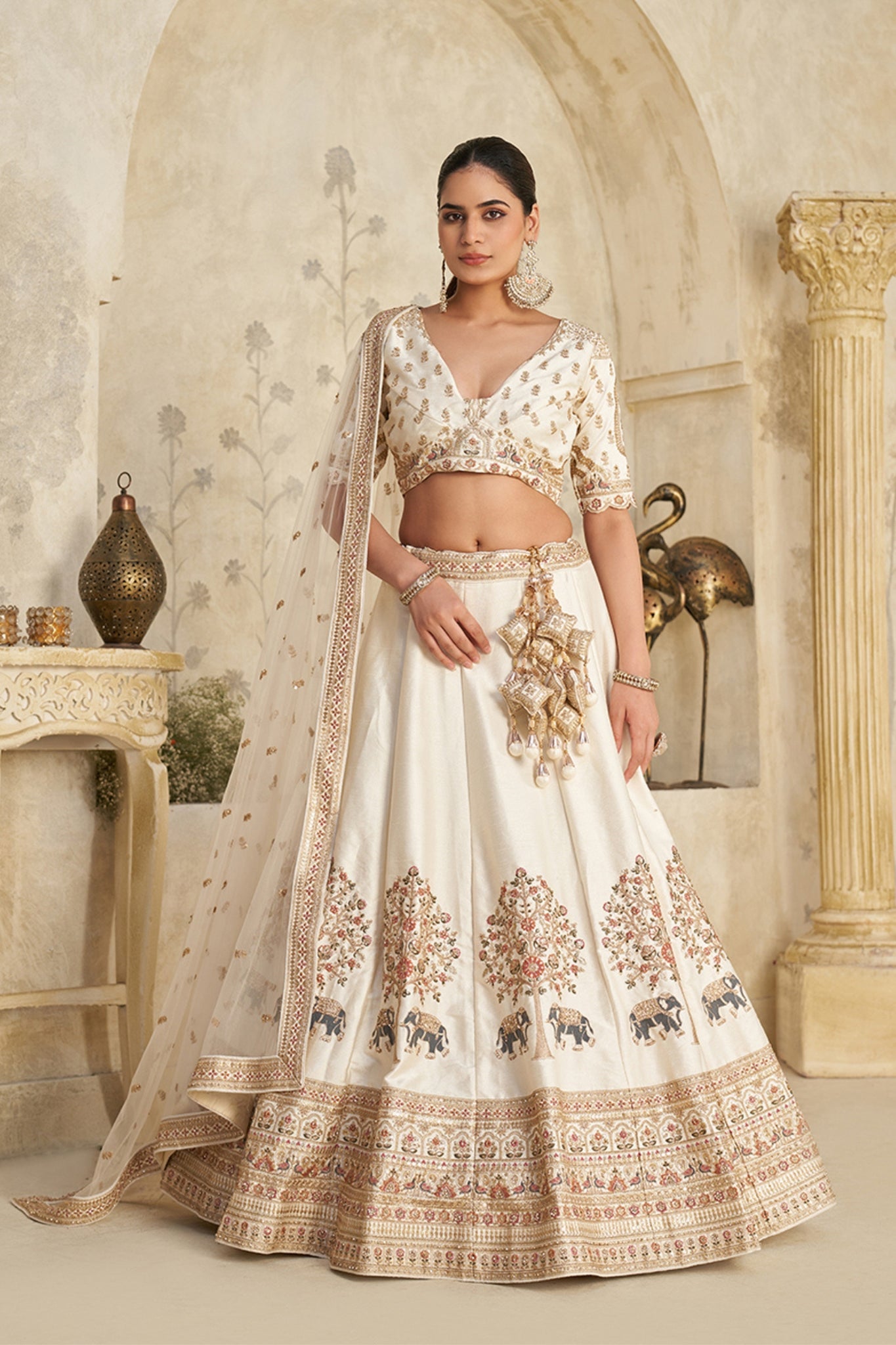 Ivory Grandeur Luxury Zari Embroidered Bridal Lehenga