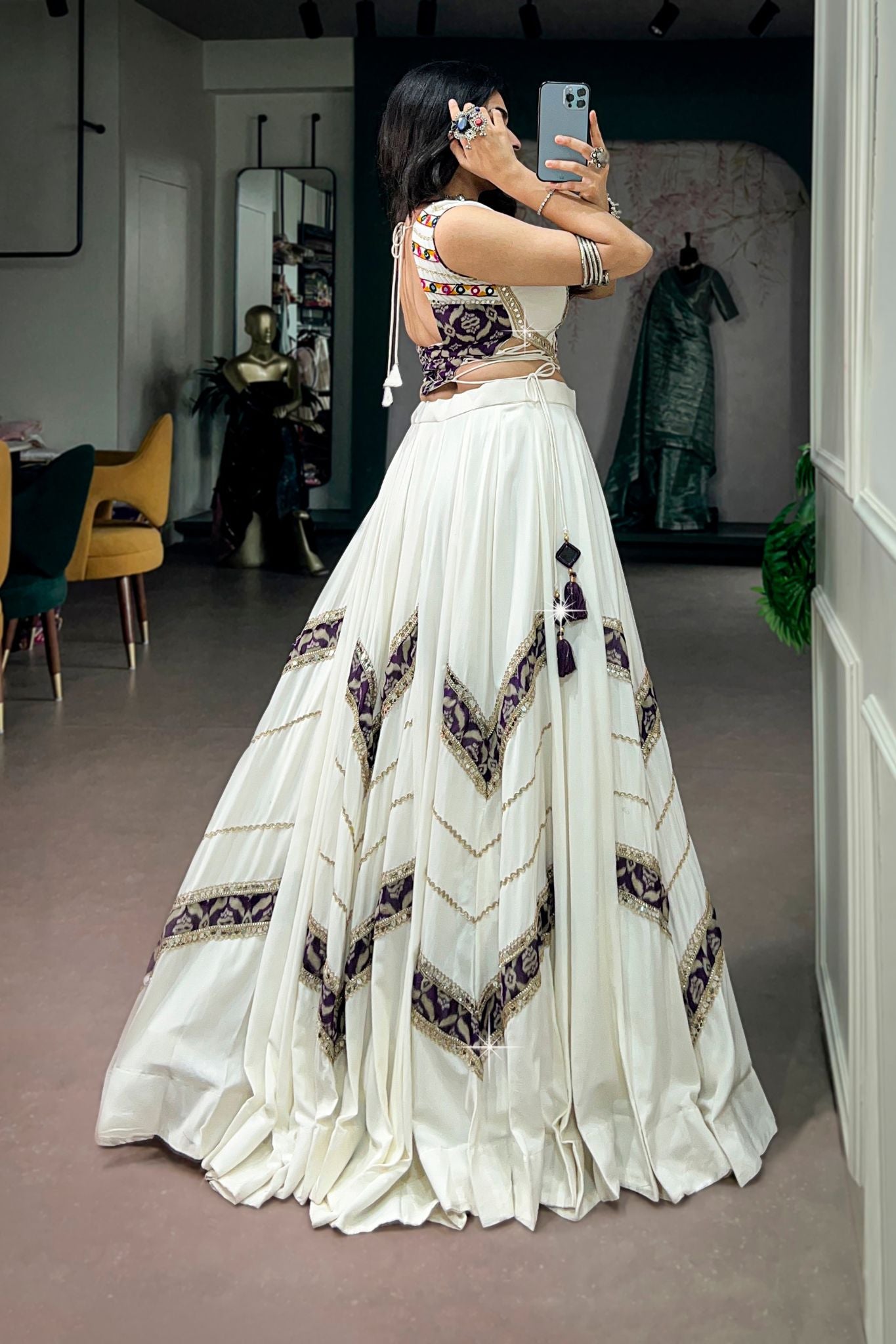Raasrang Royal White Navratri Designer Lehenga Choli For Women