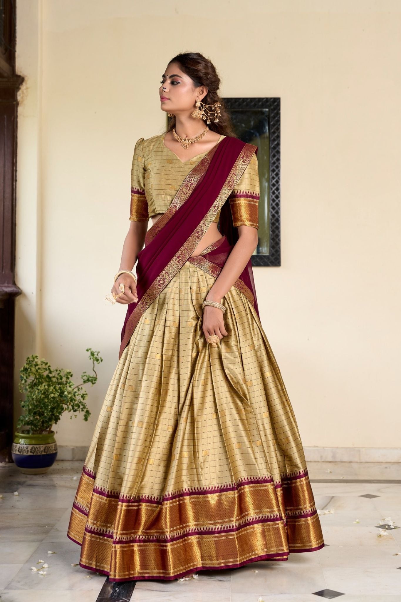 Cotton Silk Weaving Work Lehenga Choli