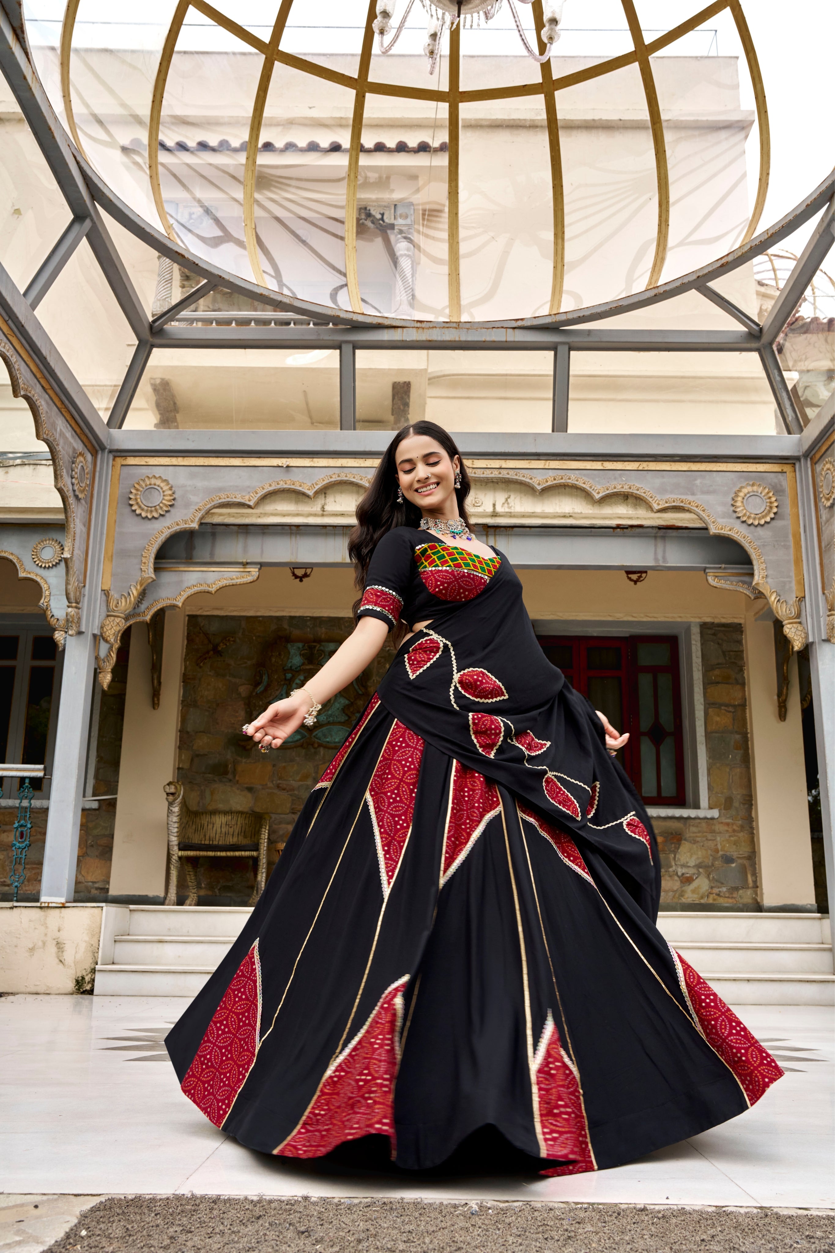 Raasrang Black & Maroon Pure Rayon Designer Navratri Special Lehenga Choli