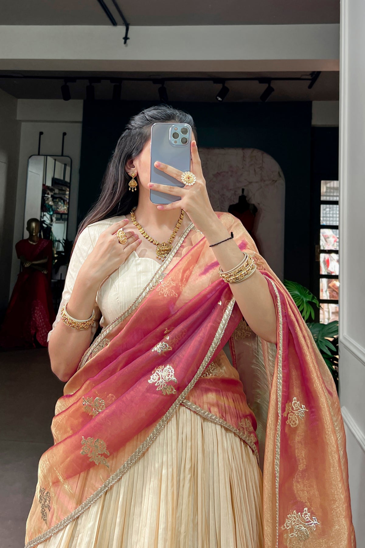 Designer Pleated Poly Kotha Tasar Lehenga Choli For Festive & Wedding Wear