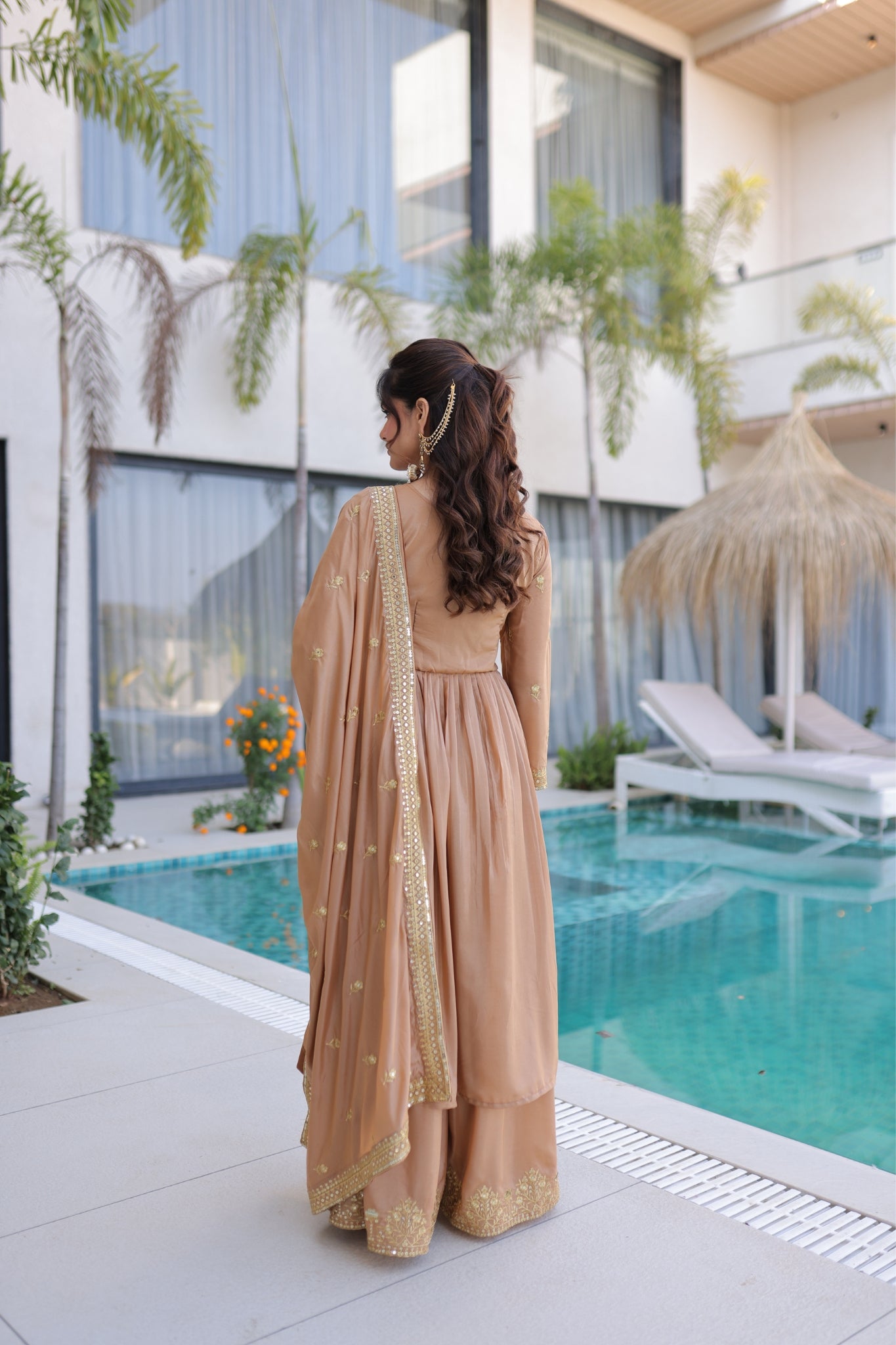 Premium Embroidered Kurti Sharara Dupatta Set For Women