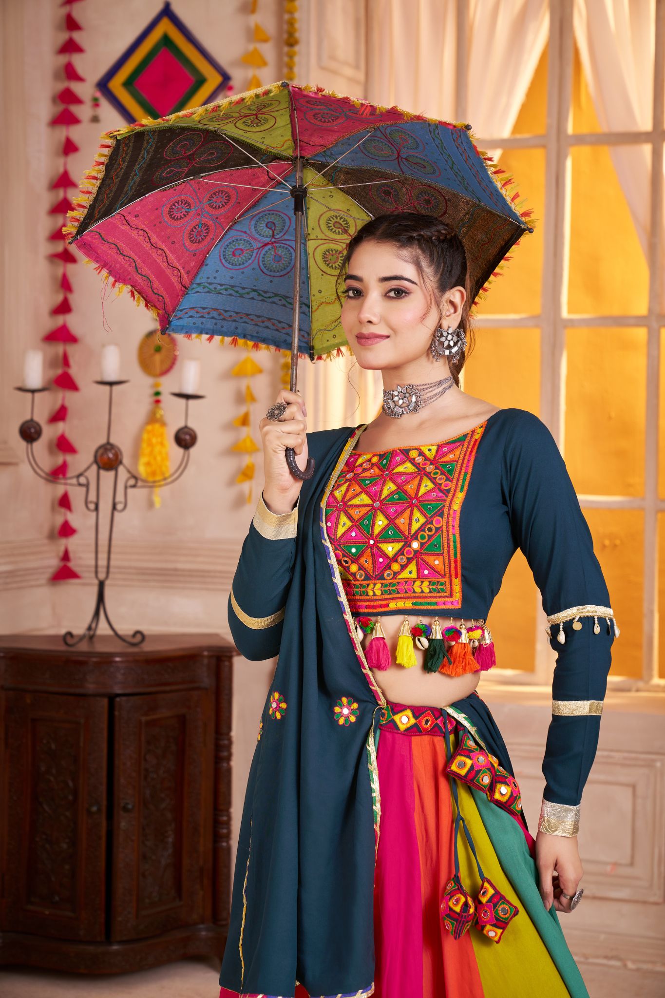 Classic Designer Viscose Cotton Traditional Navratri Lehenga Choli