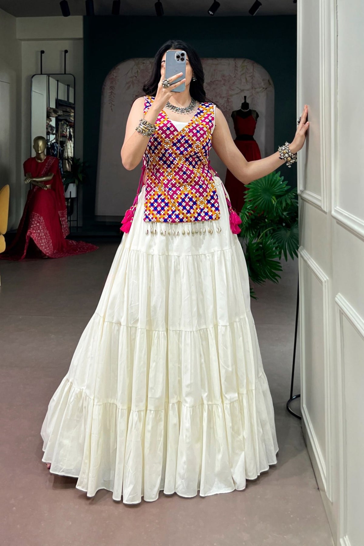 Navratri Designer Pure Cotton Gamthi Work Lehenga Choli