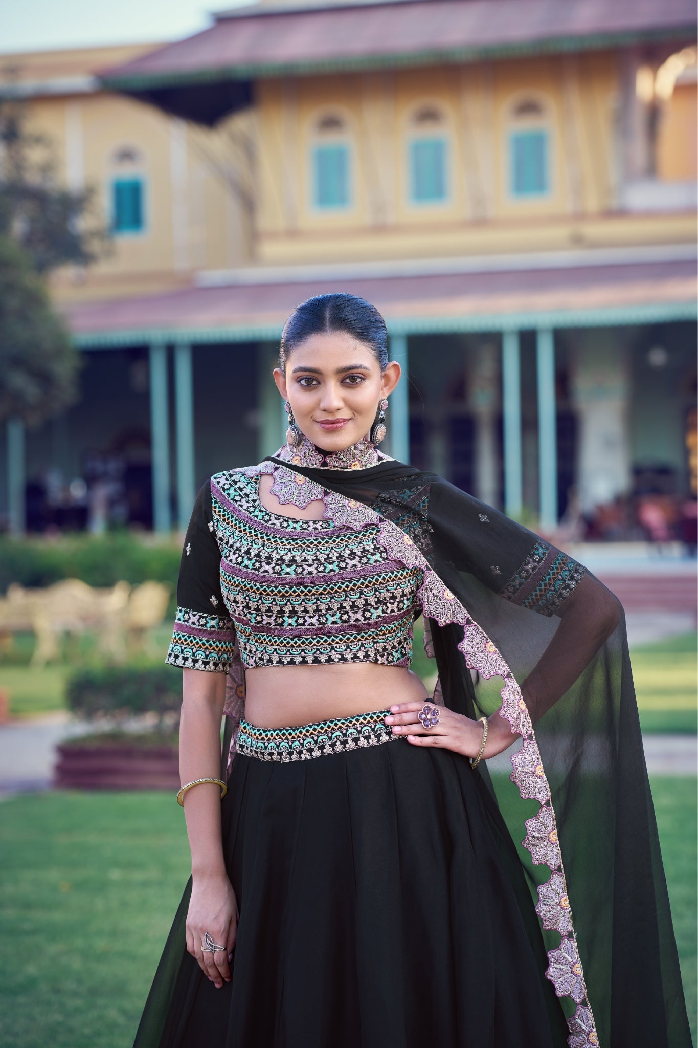 Premium Black Designer Lehenga Choli With Thread Sequins Embroidery For Women