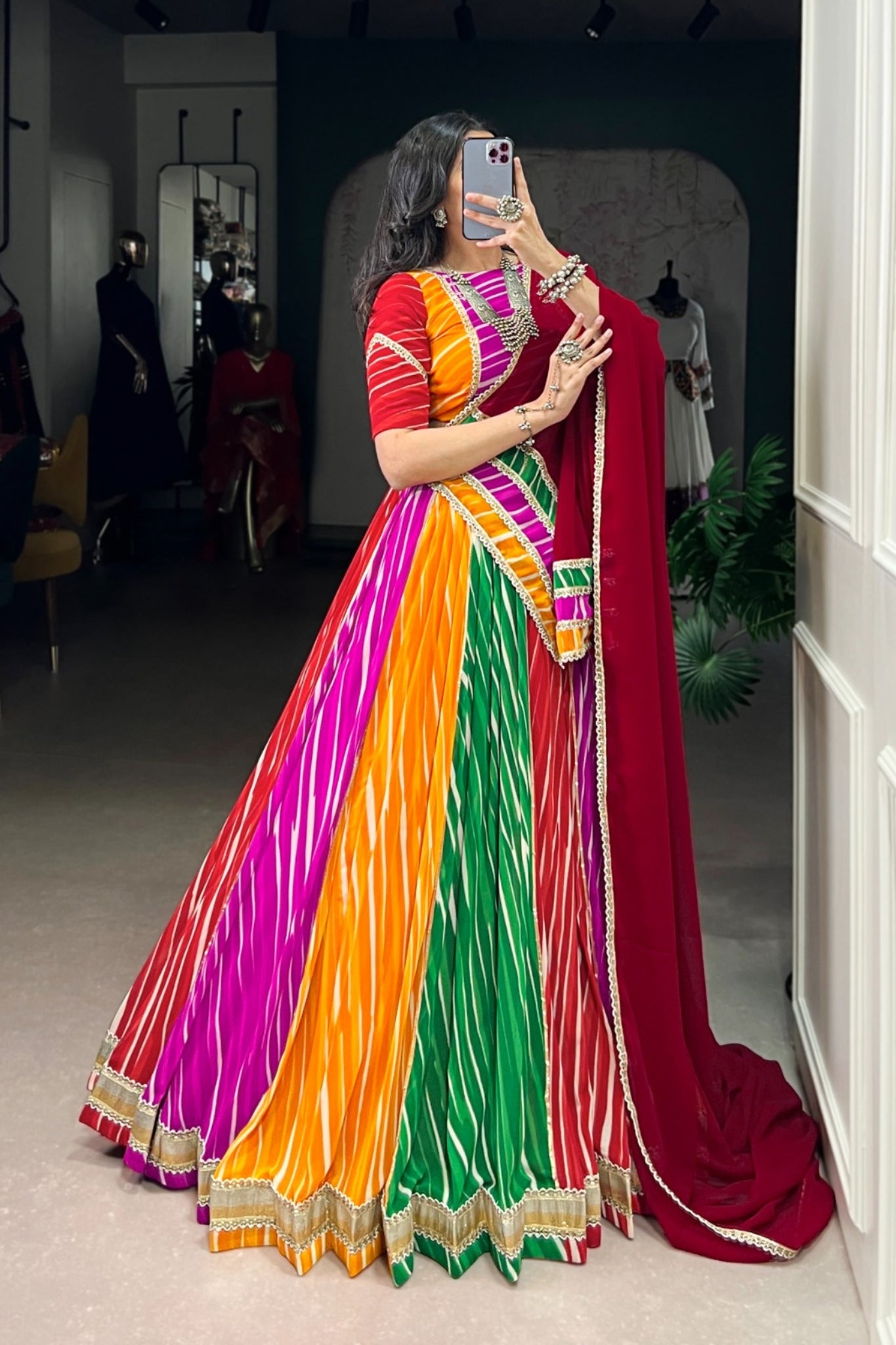 Colorful Tradition Georgette Leheriya Printed Garba Choli