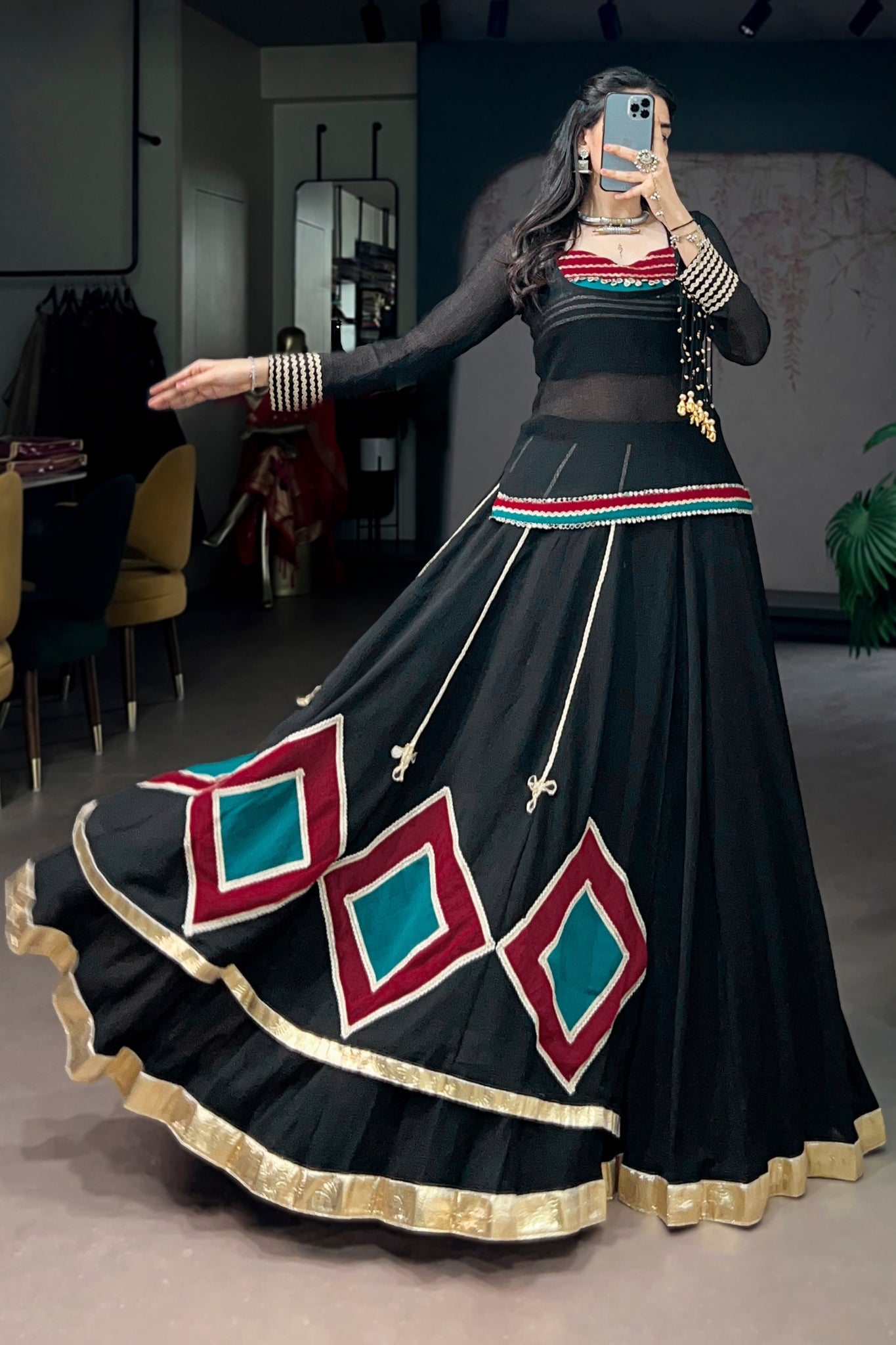 Raasrang Designer Black Navratri Lehenga Choli For Women