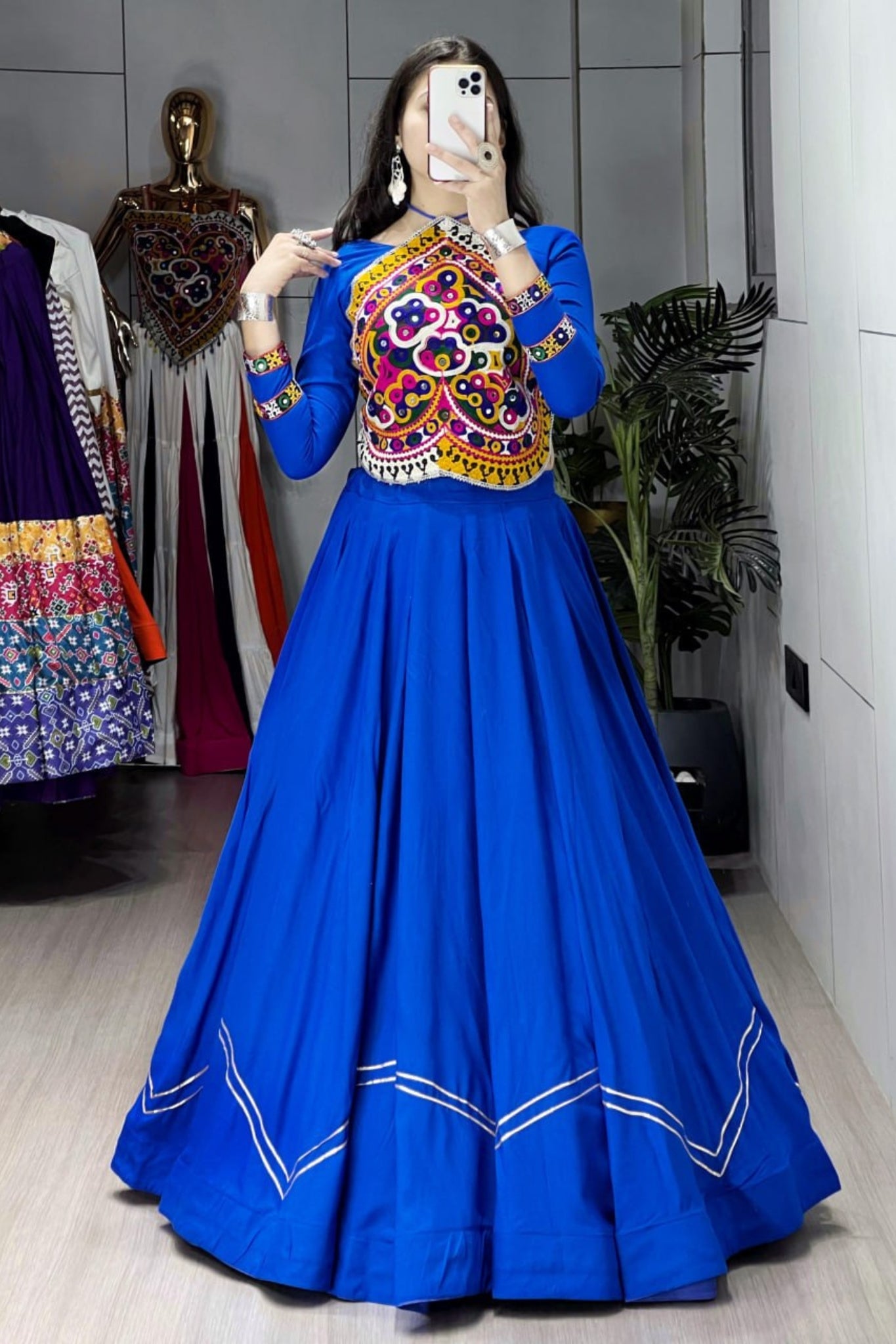 Royal Blue Navratri Lehenga Choli For Women