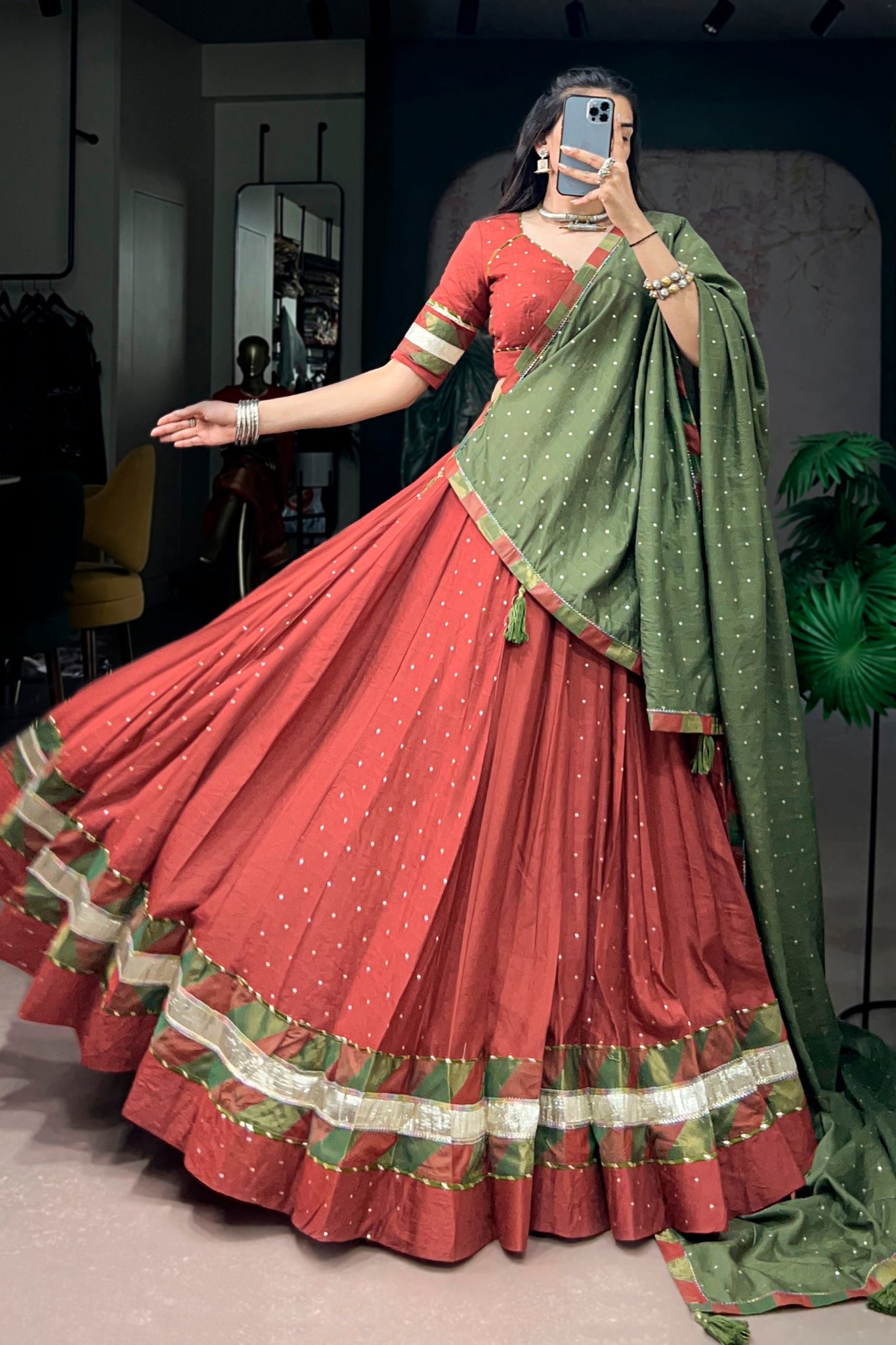 Raasrang Designer Pure Chanderi Navratri Lehenga Choli With Dupatta