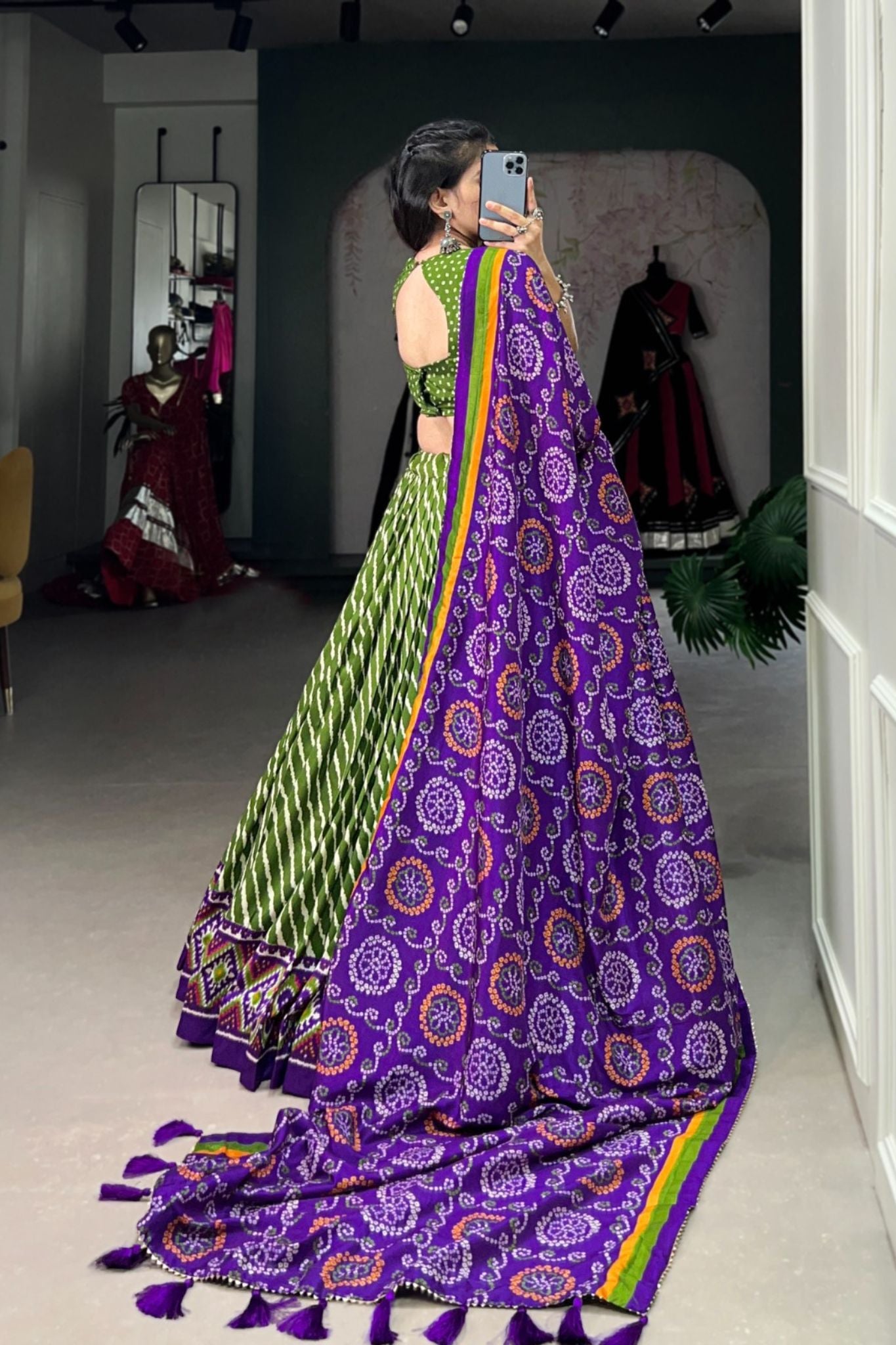 Gorgeous Patola Leheriyu Print Lehenga Choli