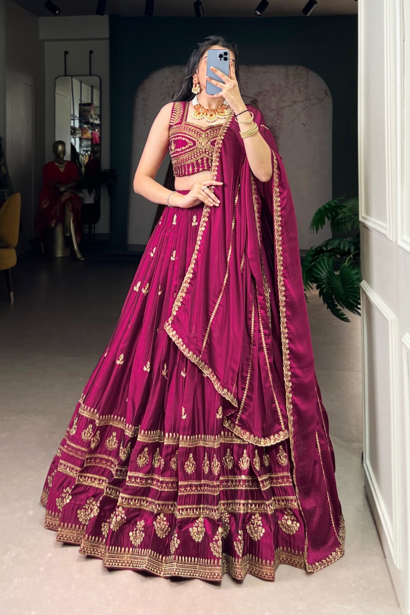 Royal Rangoli Embroidered Lehenga Set With Sequins And Thread Work