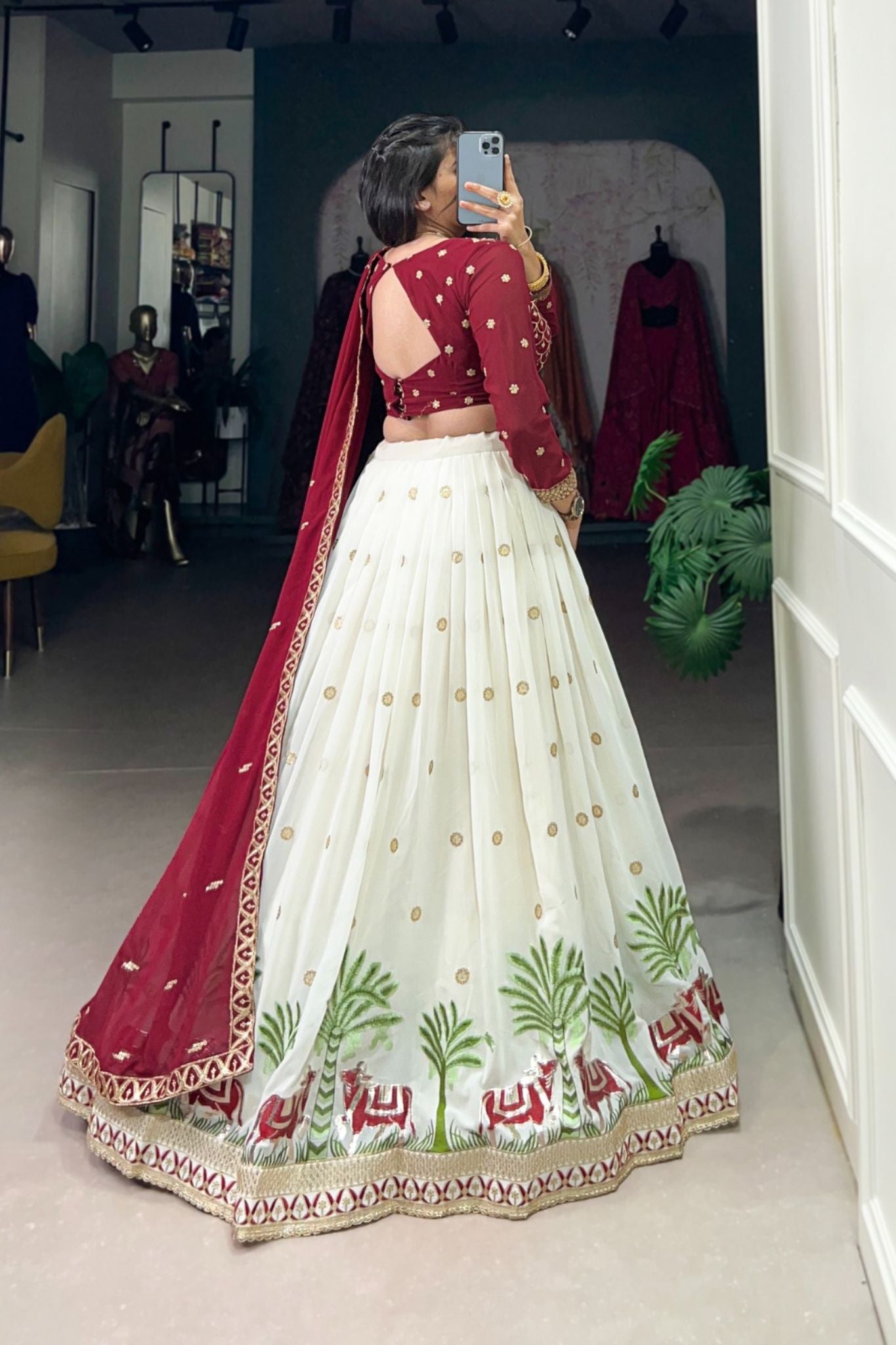 Georgette Sequins Thread Embroidered Beautiful Wedding Lehenga Choli