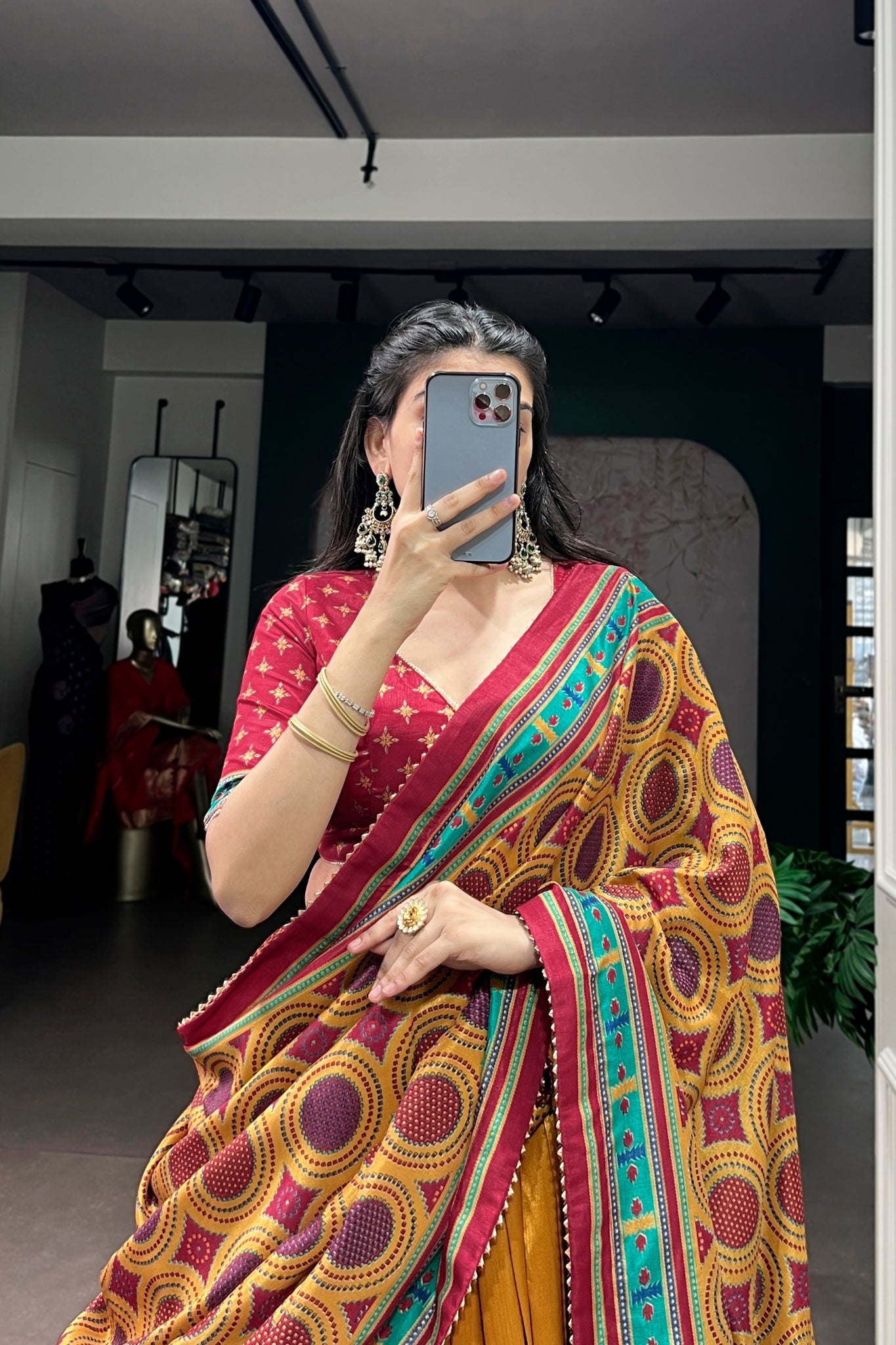 Premium Printed Festive Tasar Silk Lehenga Choli Set For Women