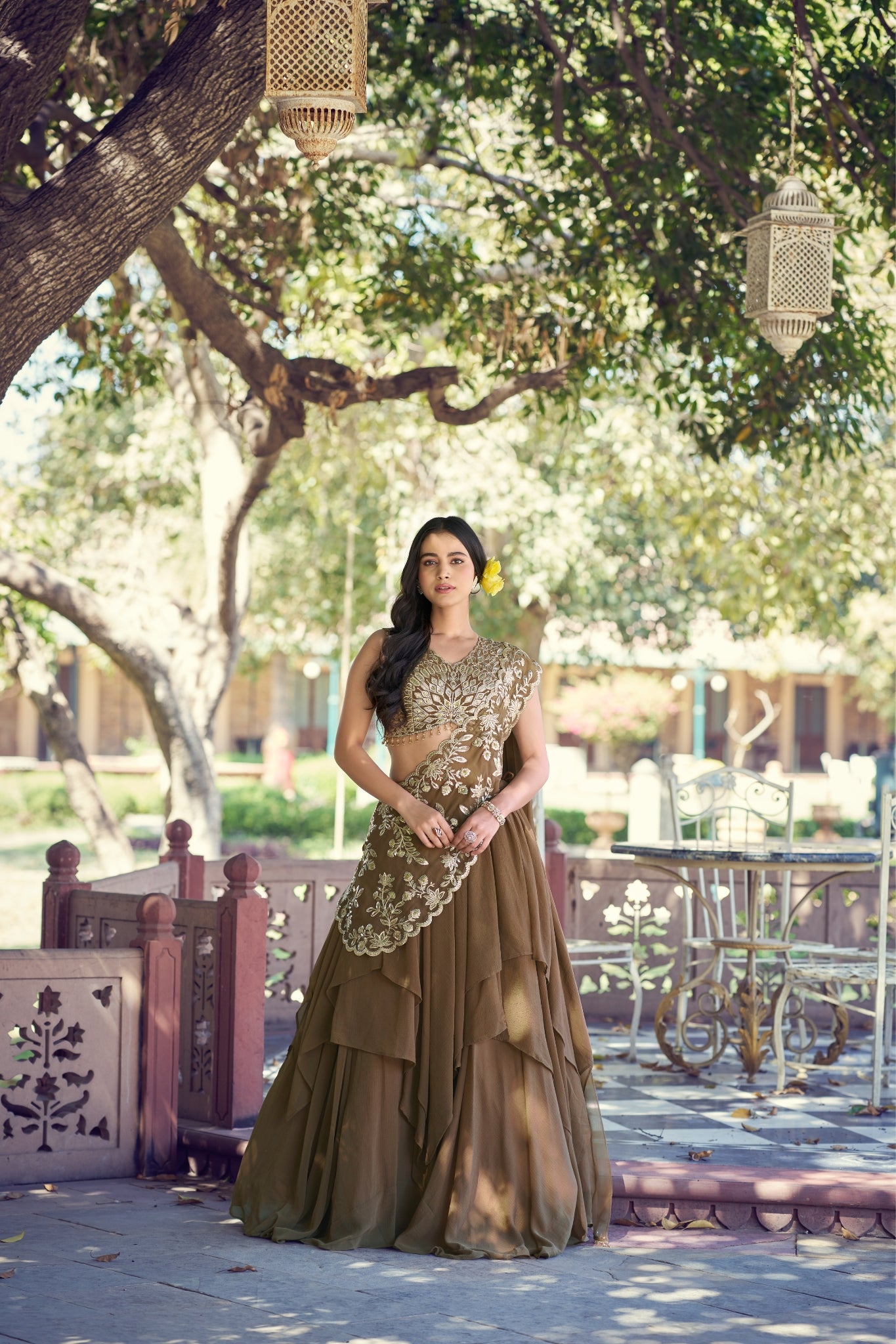 Designer Marble Fabric Sequins With Thread Work Lehenga Choli