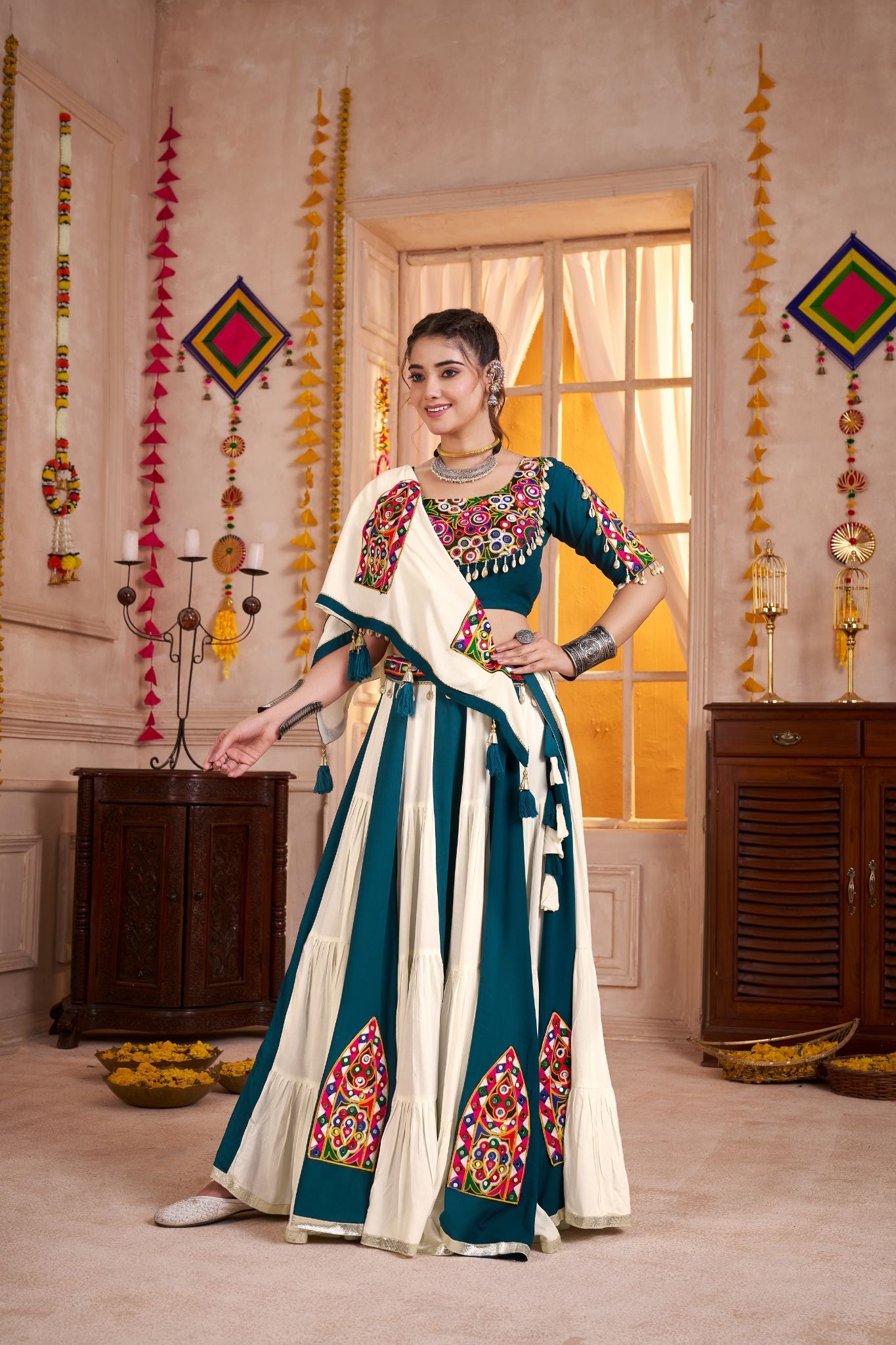 Multi Color Kutchi Patch Work Designer Navratri Lehenga Choli