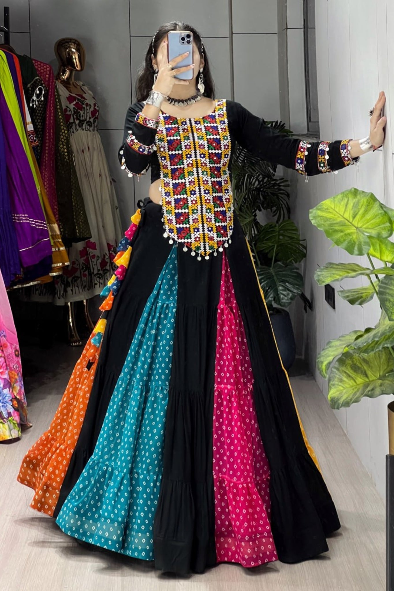 Raasrang Designer Multicolor Navratri Lehenga Choli For Women