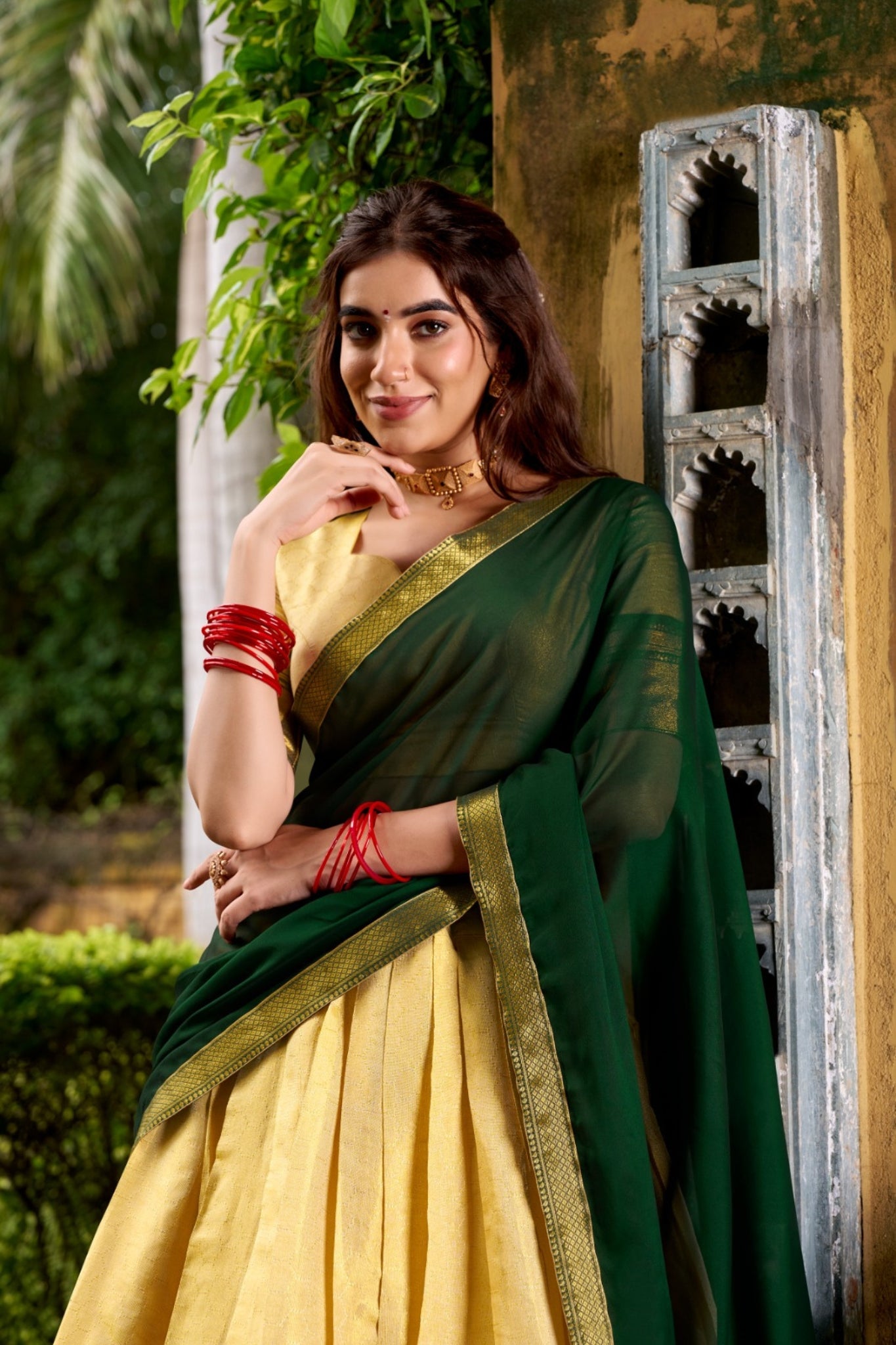 The Royal Kanchipuram Zari Weave Half Saree