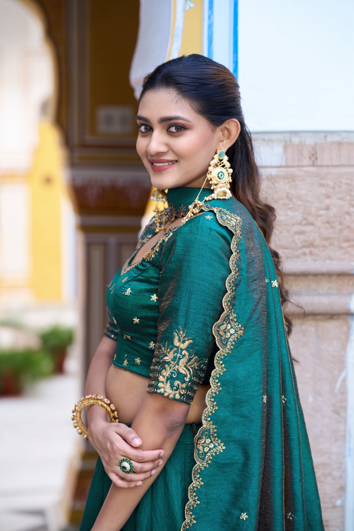 Designer Silk Lehenga Choli For Women With Sequins Thread Embroidery Dupatta