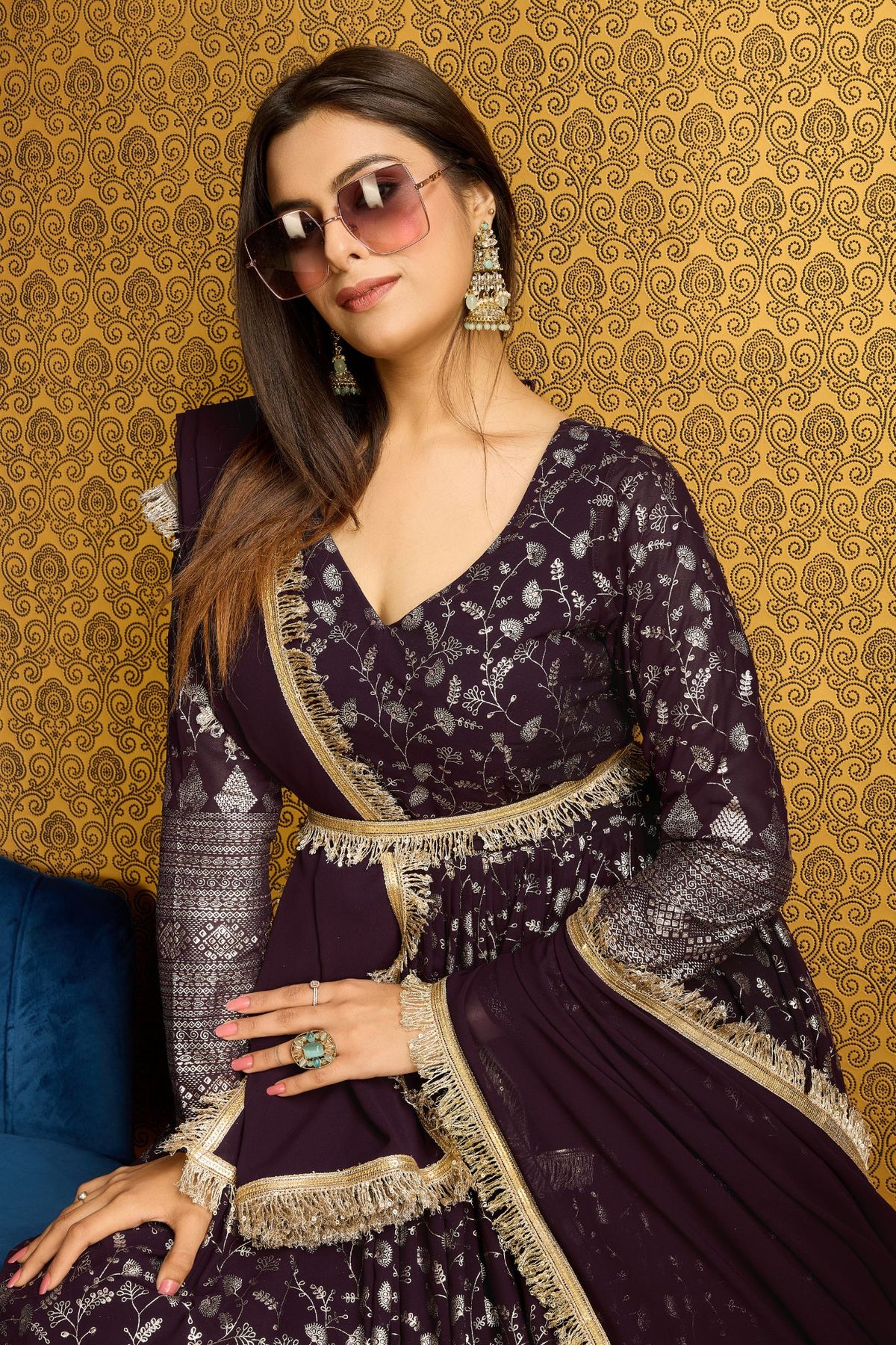Purple Elegance Designer Anarkali Set