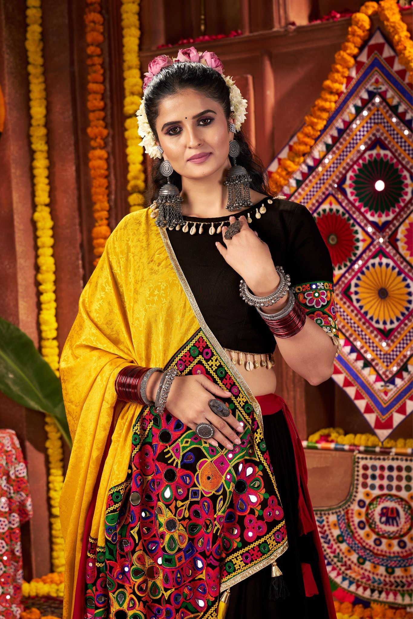 Multi Color Designer Viscose Cotton Traditional Navratri Special Lehenga Choli