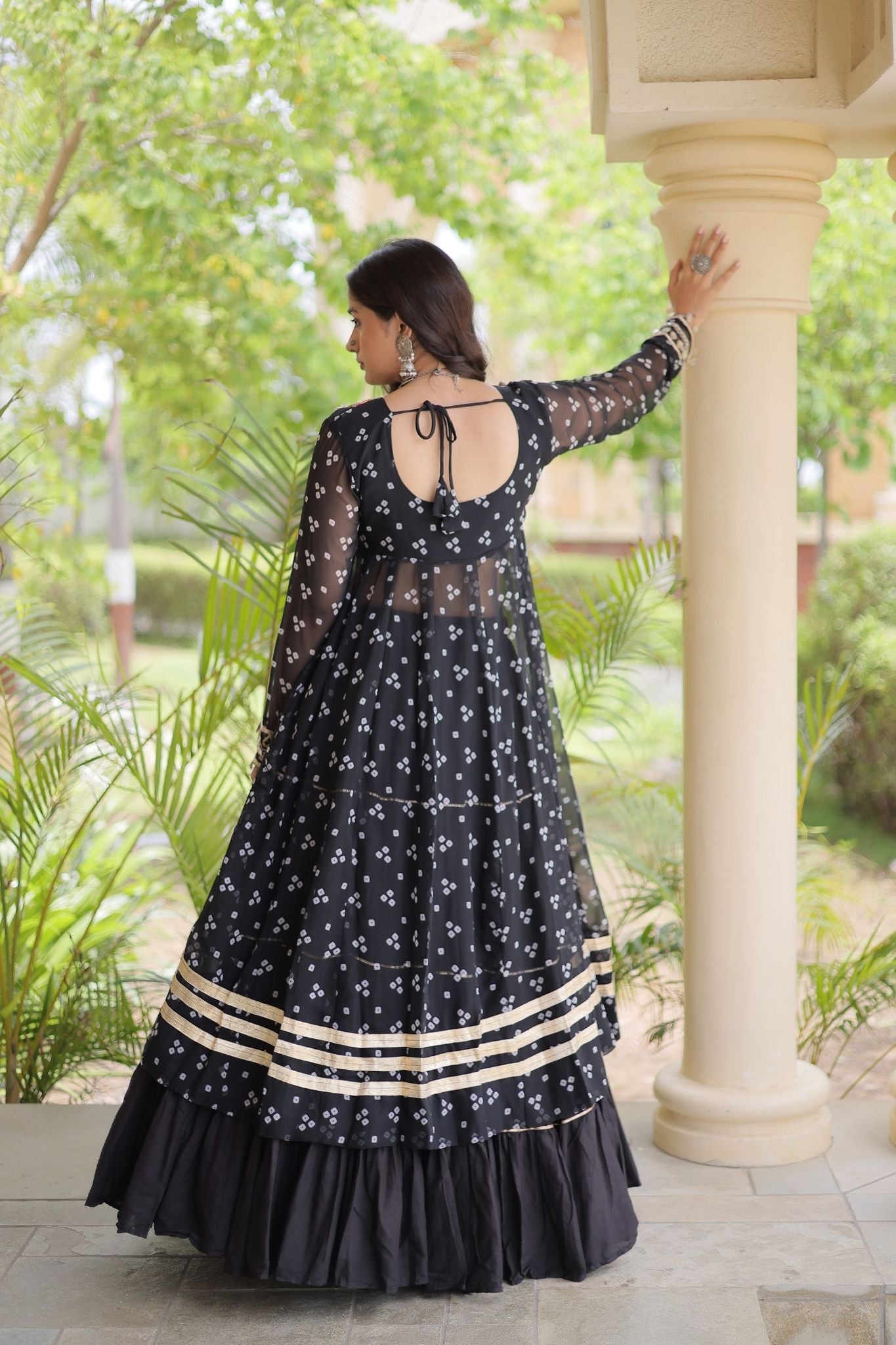 Raasrang Special Navratri Designer Kora Cotton Bandhani Print with Kutchi Patchwork Lehenga Choli