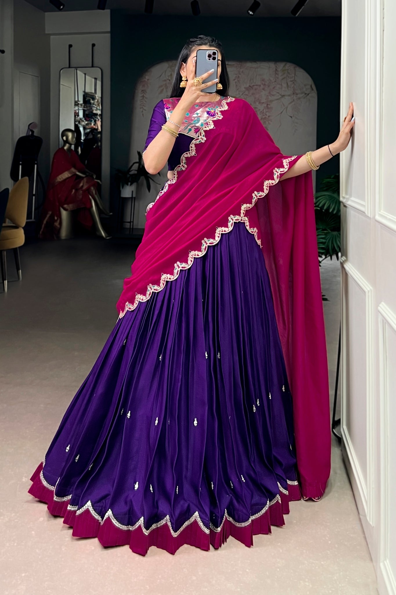 Naysha Purple & Magenta Embroidered Lehenga Choli