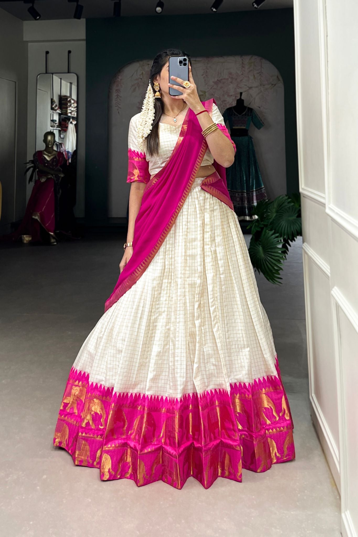 Kalyani Cotton Lehenga Choli Paired With Flowing Georgette Dupatta