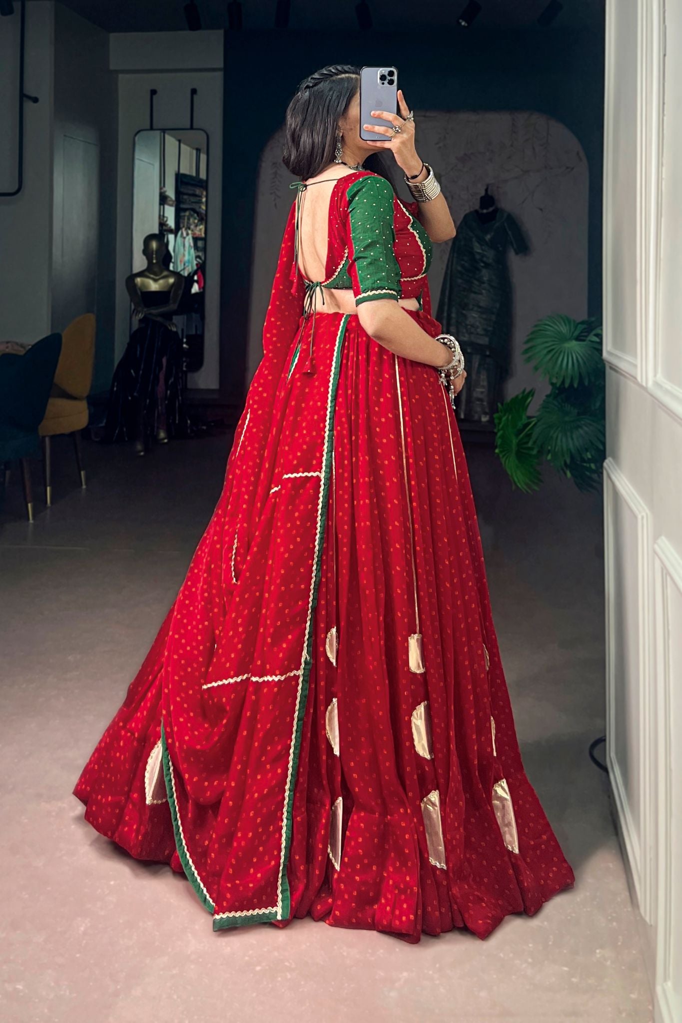 Raasrang Navratri Designer Red Bandhej Lehenga Choli