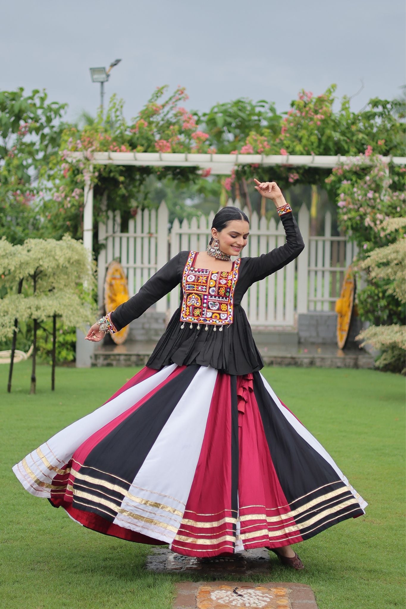 Navratri Special Rayon Kutchi Gamthi Work Traditional Lehenga Choli