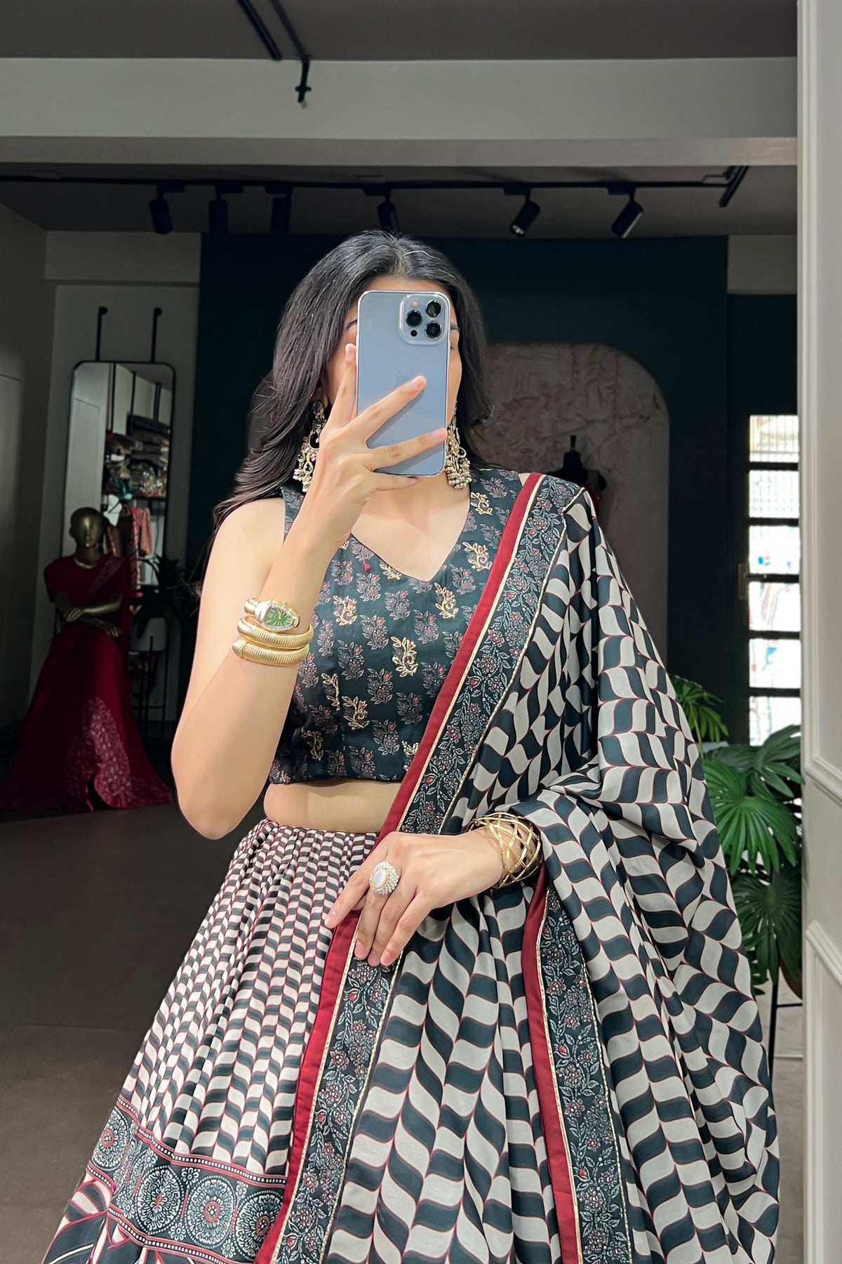 Vaishali Silk Designer Print With Beads Work Lehenga Choli For Wedding & Festive Wear