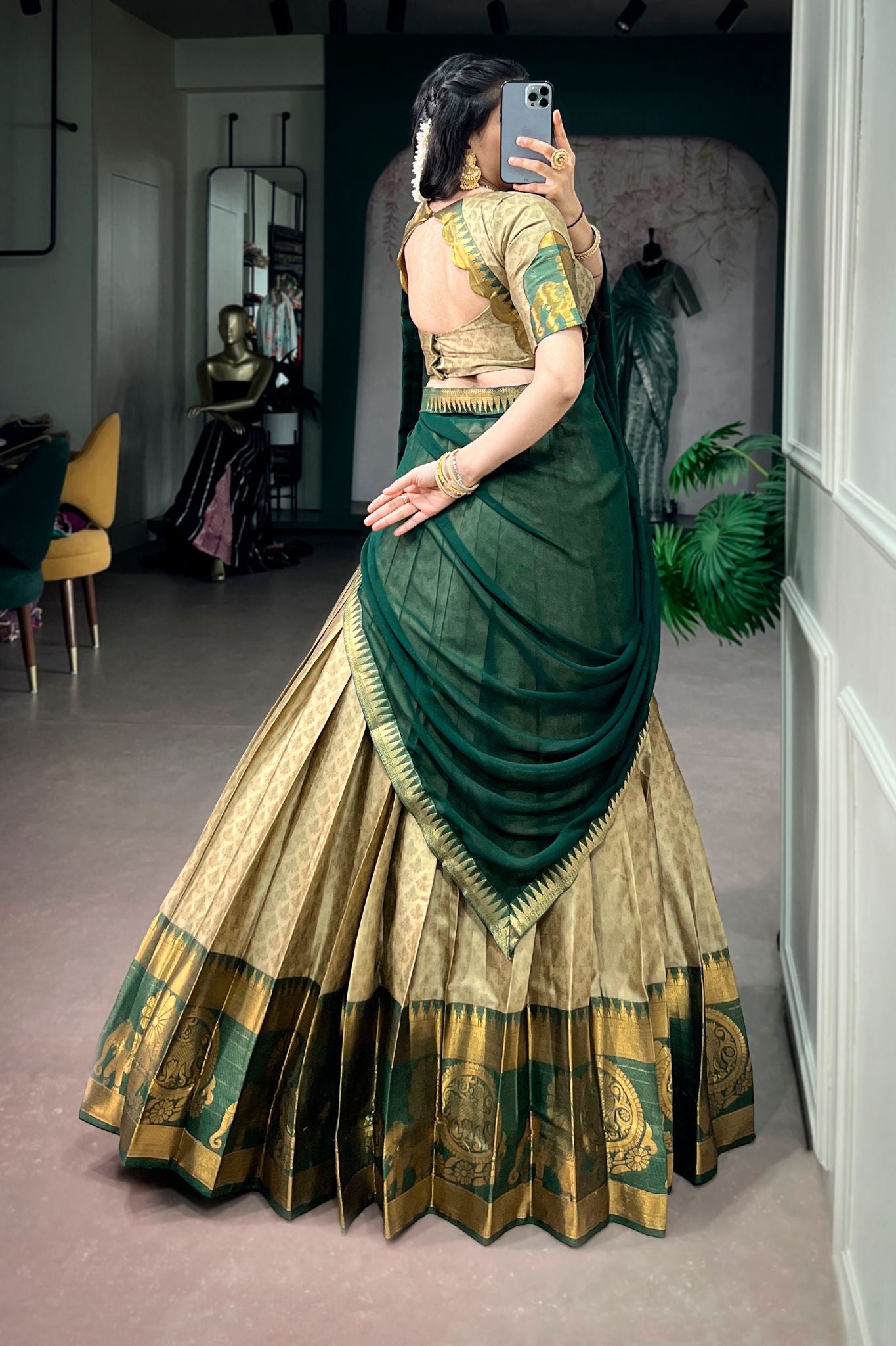 Onam Special Designer Zari Weaving Work Lehenga Choli For Women