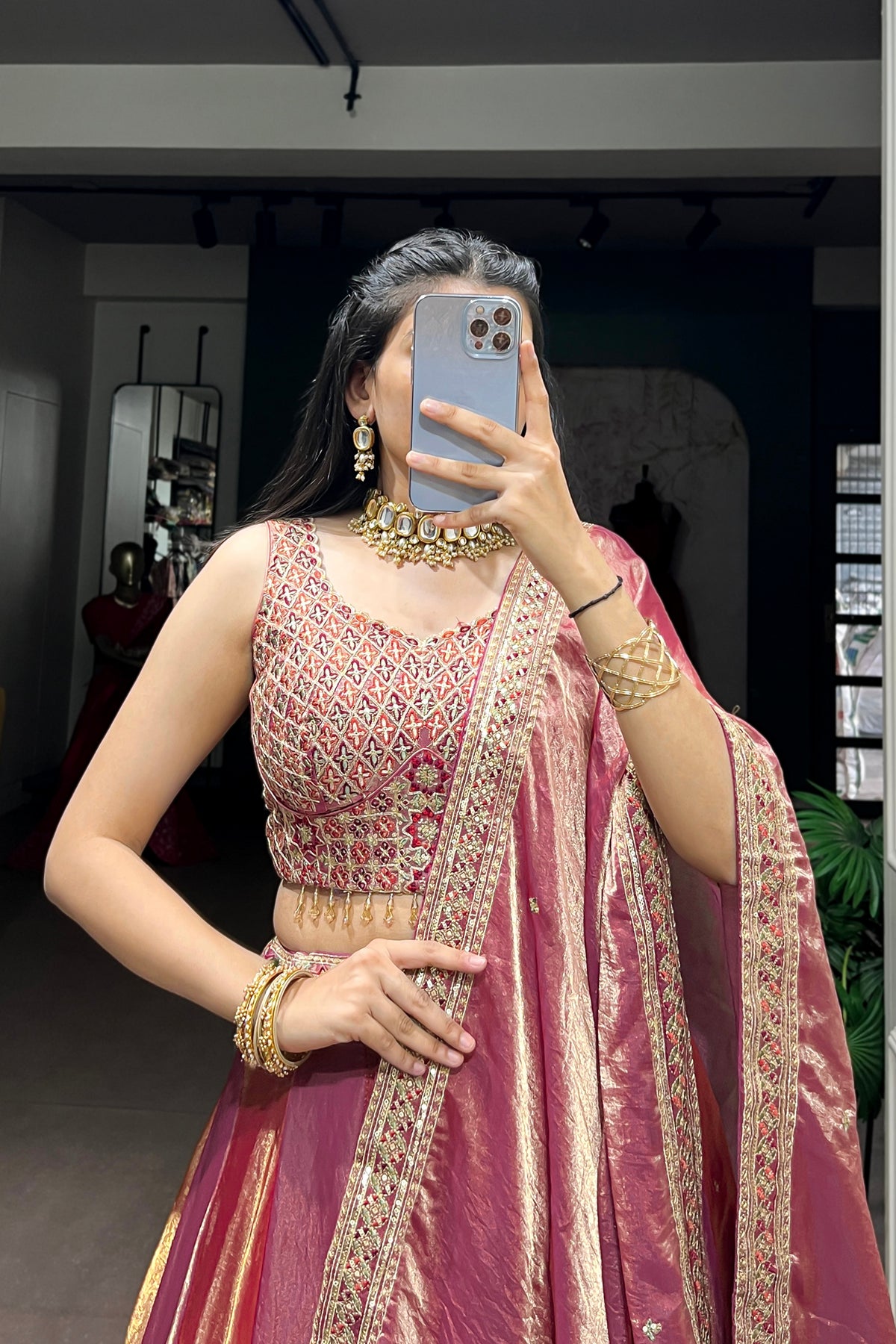 Pink Frendy silk Sequins & Thread Embroidery Designer Lehenga Choli