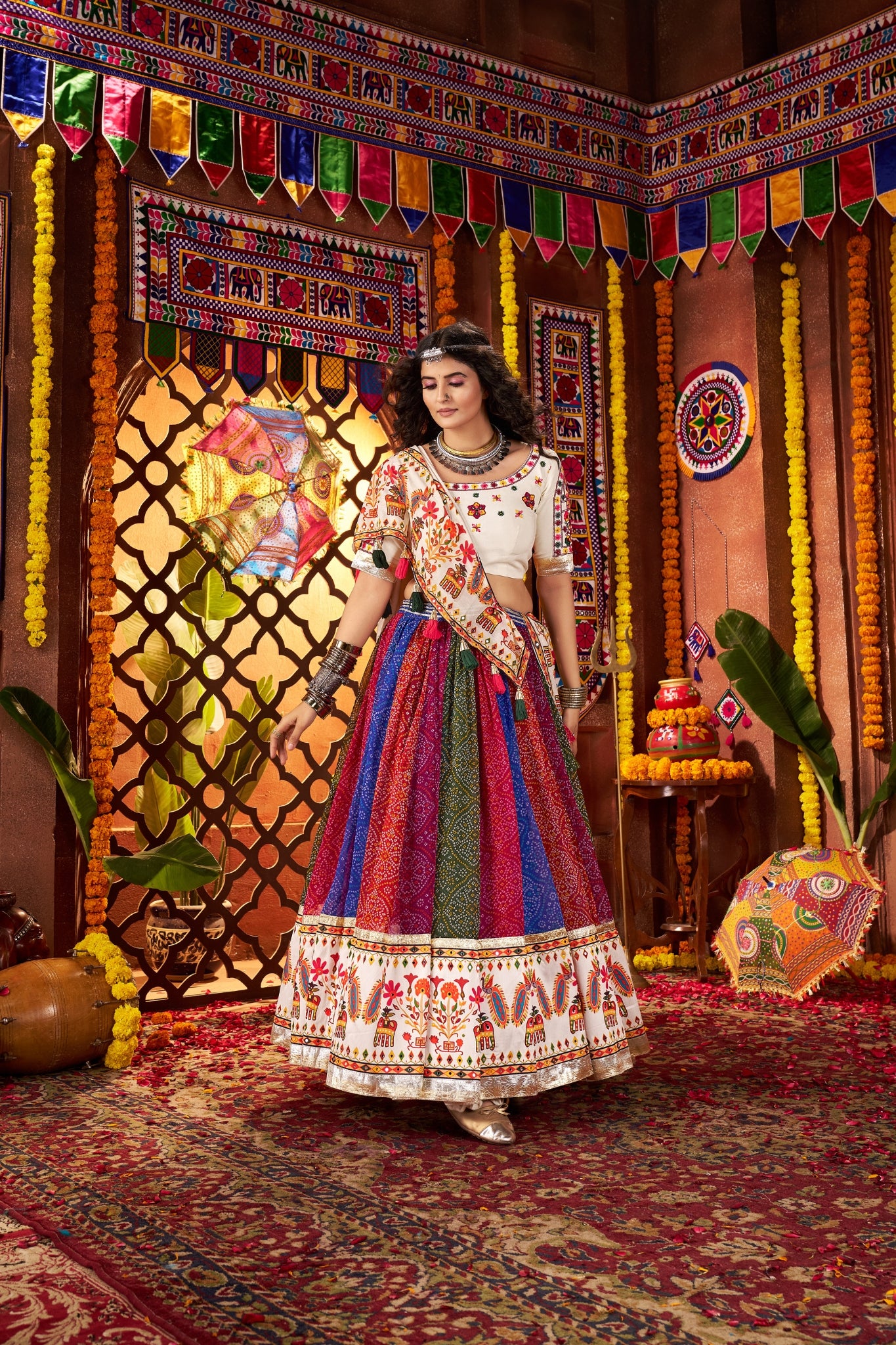Multi Color Traditional Designer Navratri Special Lehenga Choli